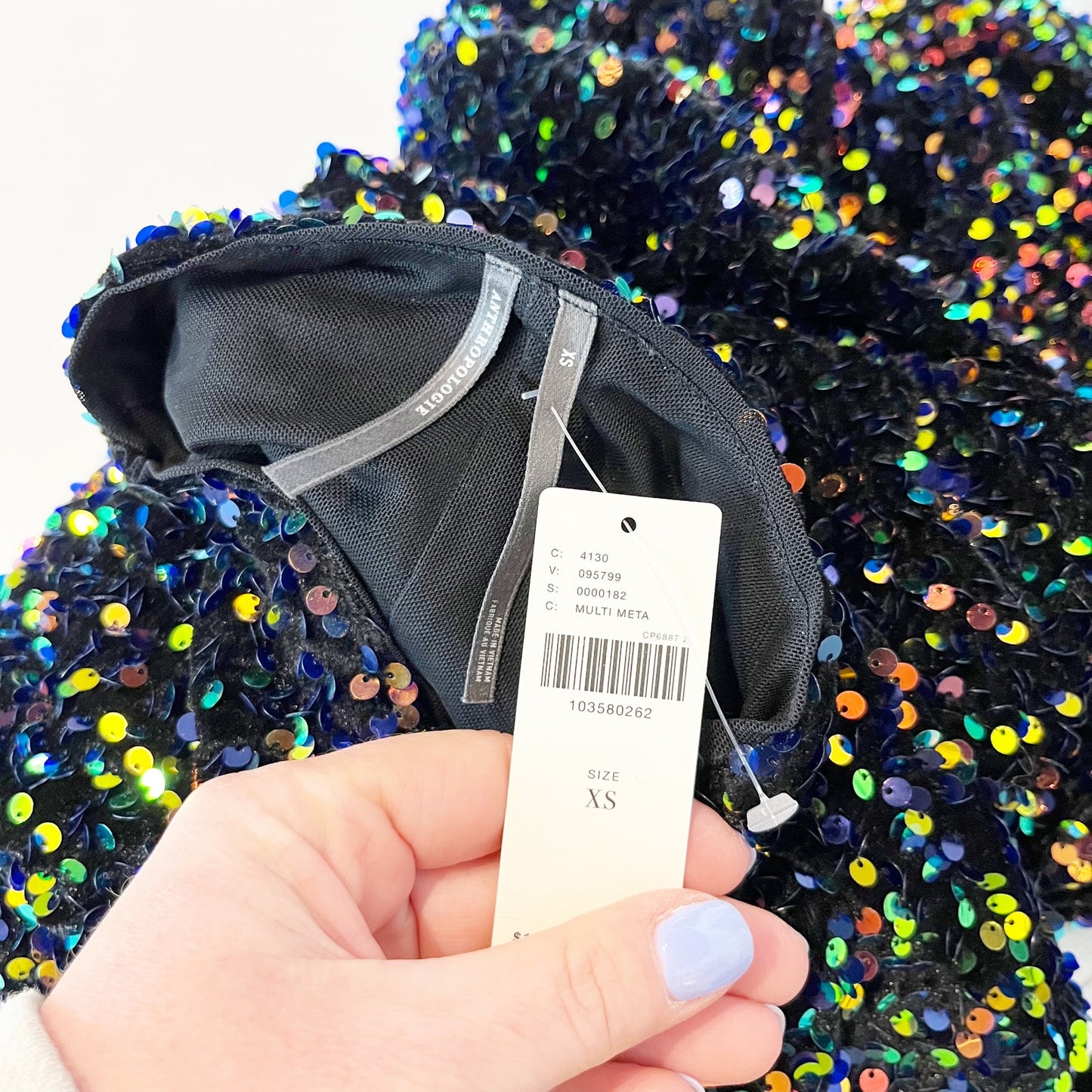 Anthropologie The Maya Ruched Cowl-Neck Sequin Mesh Midi Dress Navy Blue XS