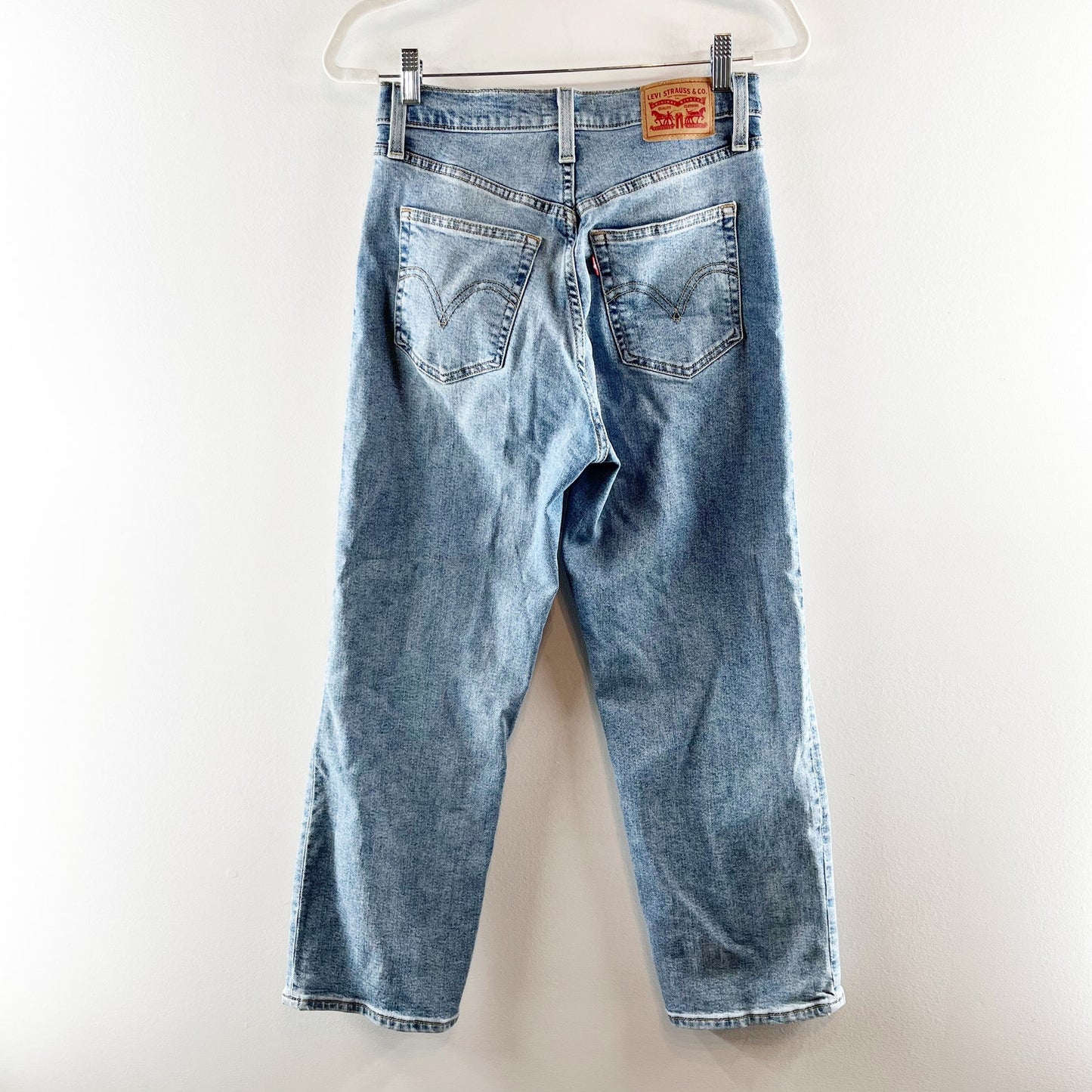 Levis High Rise Ribcage Straight Ankle Denim Jeans Medium Wash Blue 27