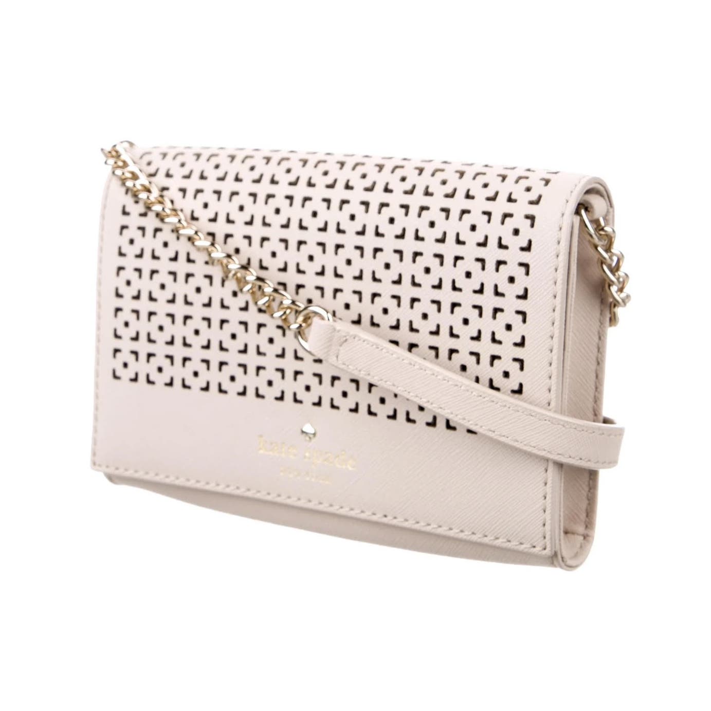 Kate Spade Perforated Leather Crossbody Purse White