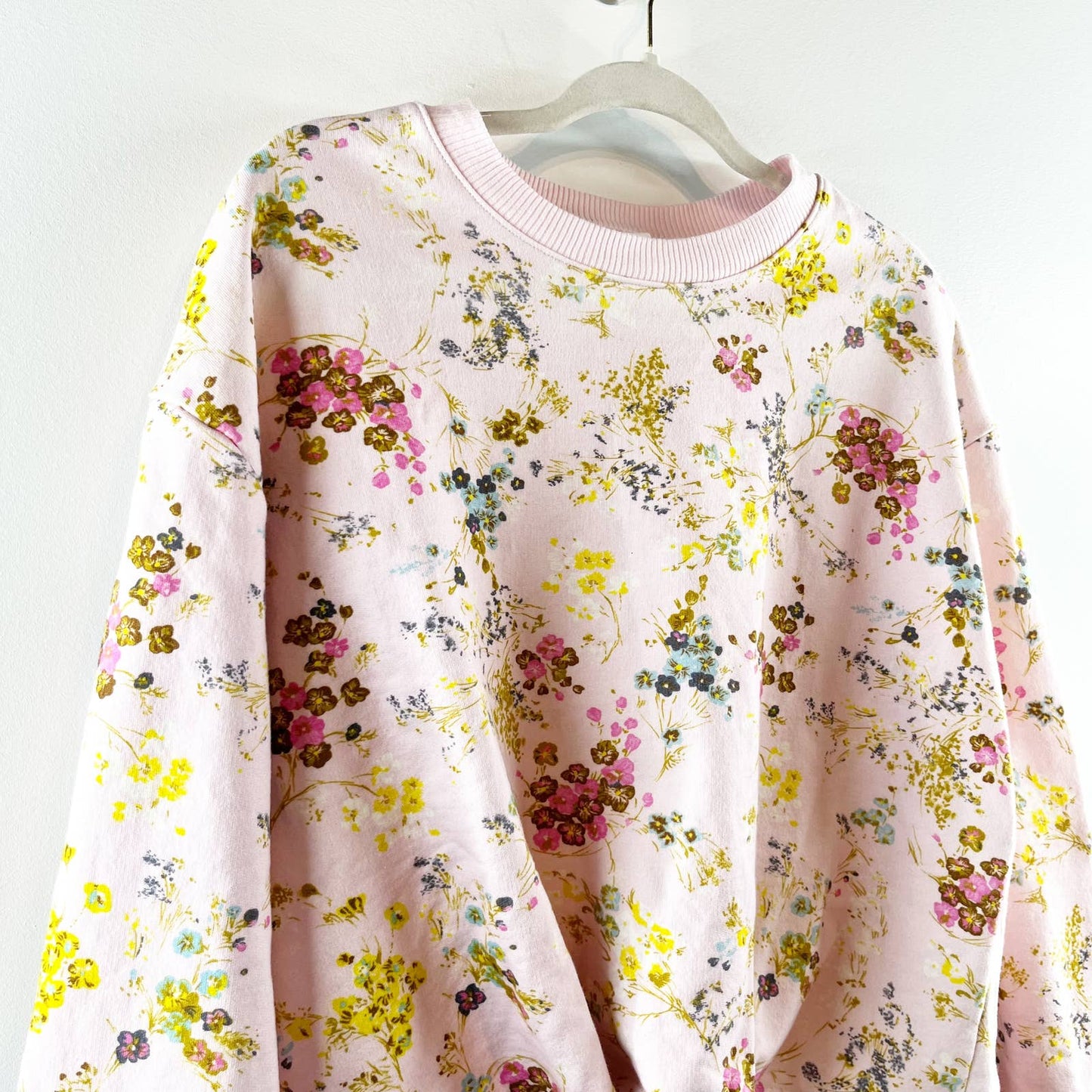 Cinq a Sept Parker Sakura Floral Tie-Front Pullover Sweatshirt Pink Large