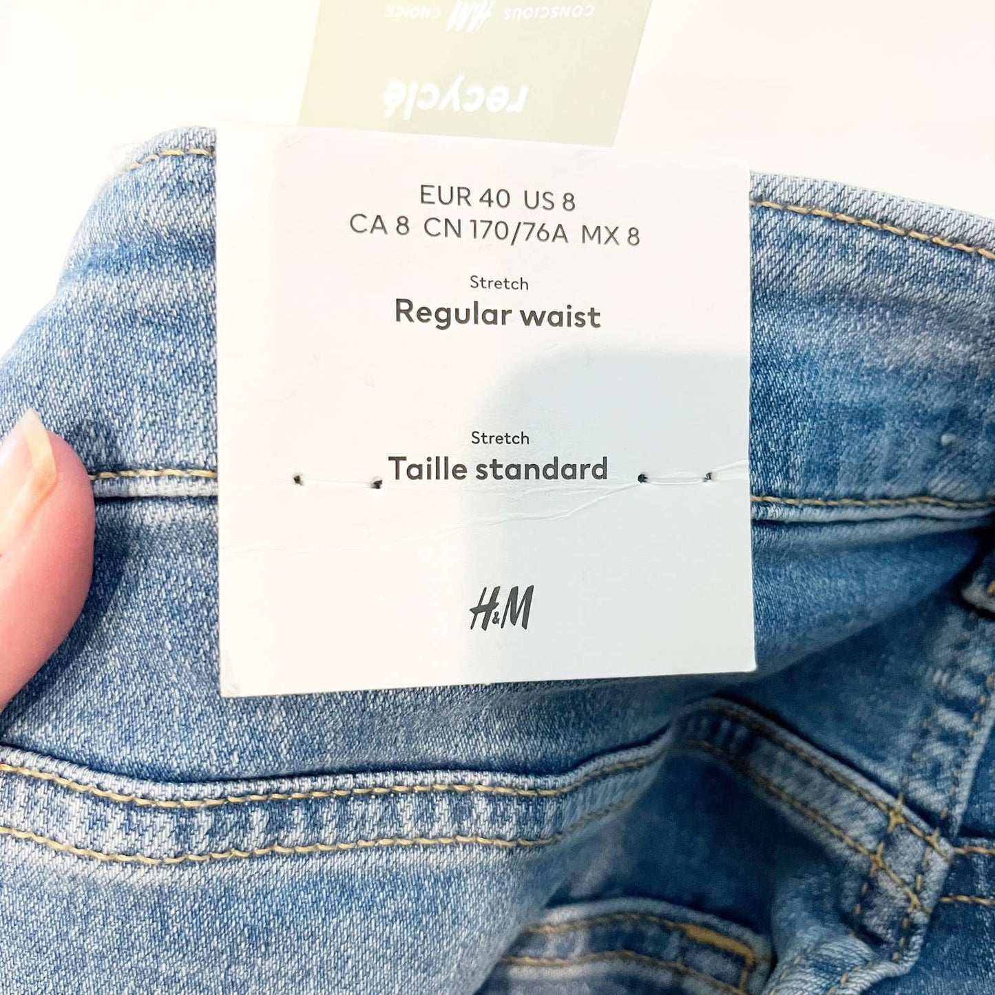 H&M Rolled Hem High Rise Denim Jean Mom Shorts Blue 8
