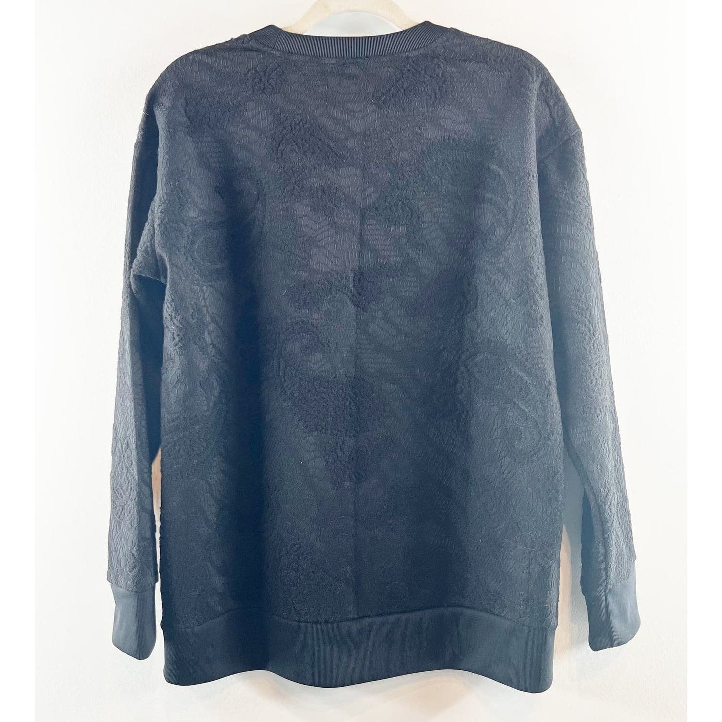 Adidas Limited Edition Trefoil Lace Textured Crewneck Sweatshirt Black Small
