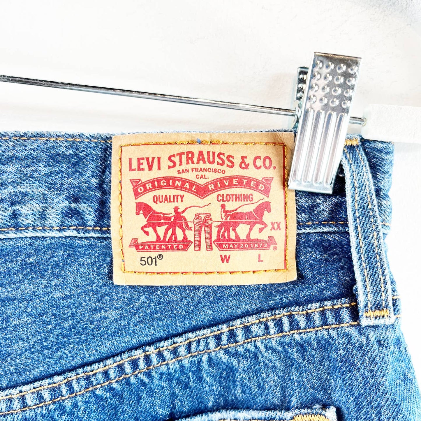 Levi's 501 Distressed Button Fly Raw Hem Cotton Denim Cutoff Shorts Blue 29