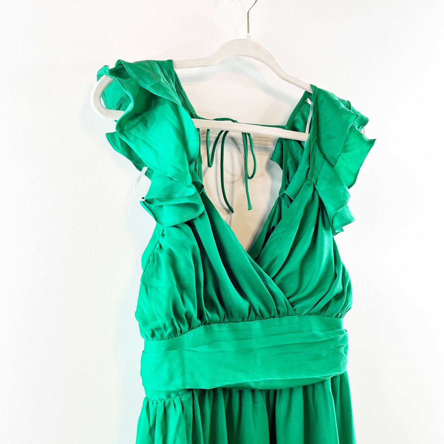 Lulus Daytime Darling Ruffle Short Sleeves Surplice Neck Mini Dress Green XL NWT