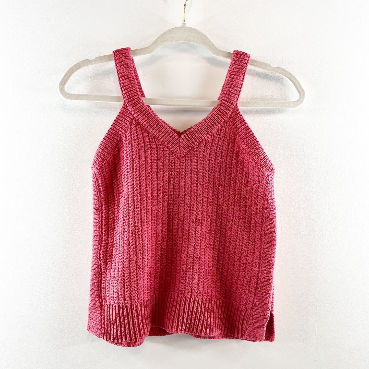 Madewell Stockton Cotton Crochet Knit Sweater Tank Top Berry Red XXS