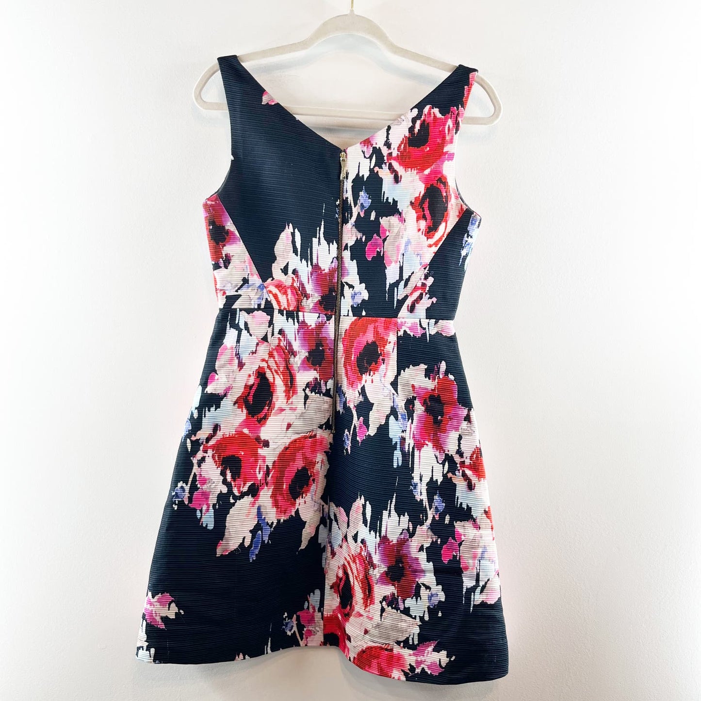 Kate Spade Floral Fit and Flare Cocktail Mini Dress Navy Blue 4