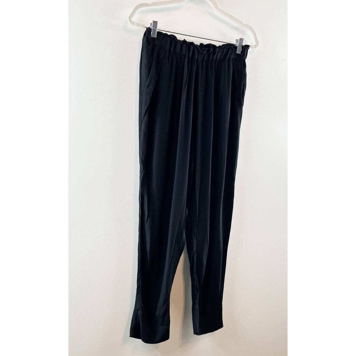 Anthropologie Cartonnier Straight Leg Tapered Elastic Waist Casual Pants Black S