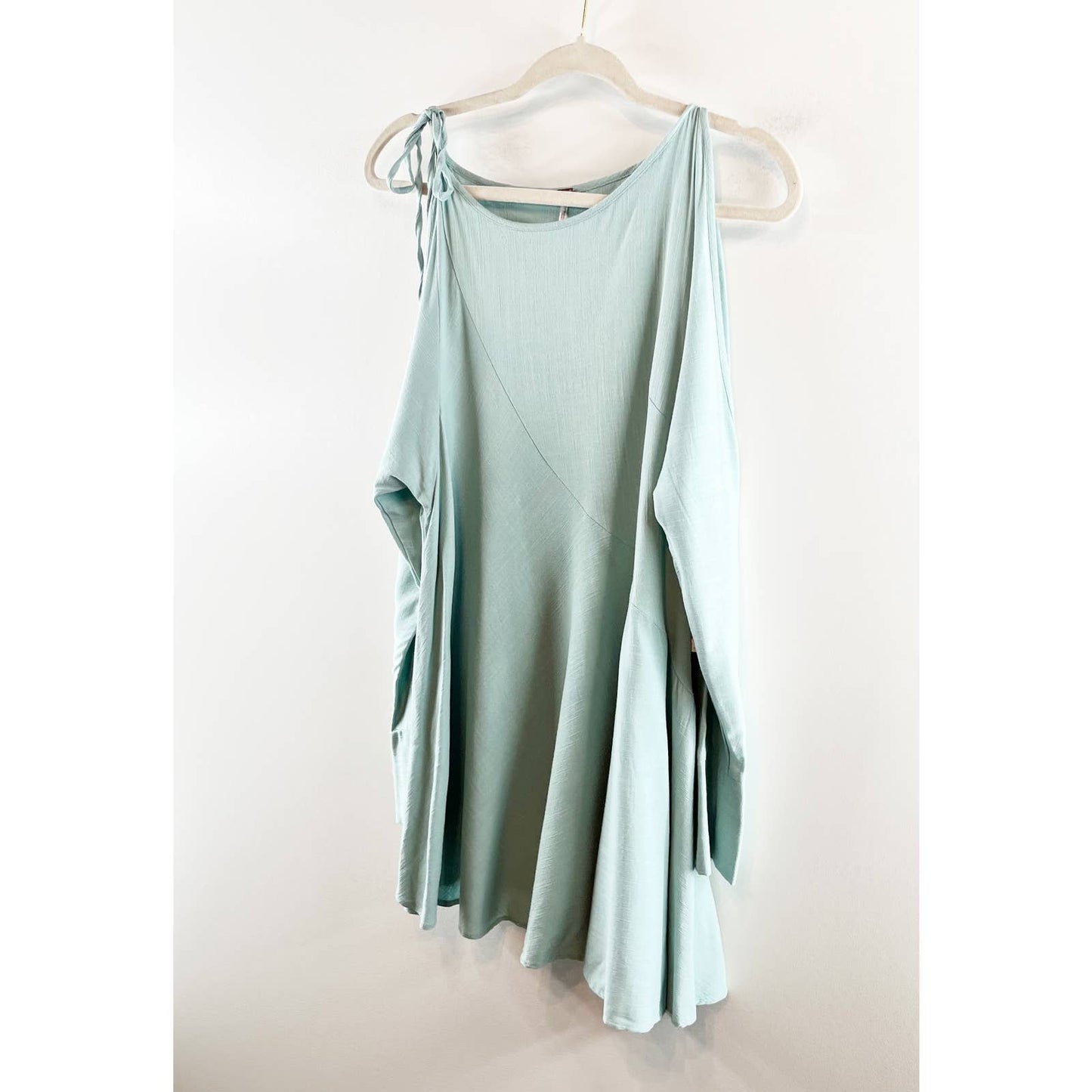 Free People Clear Skies Cold Shoulder Mini Tunic Dress Mint Green XS NWT