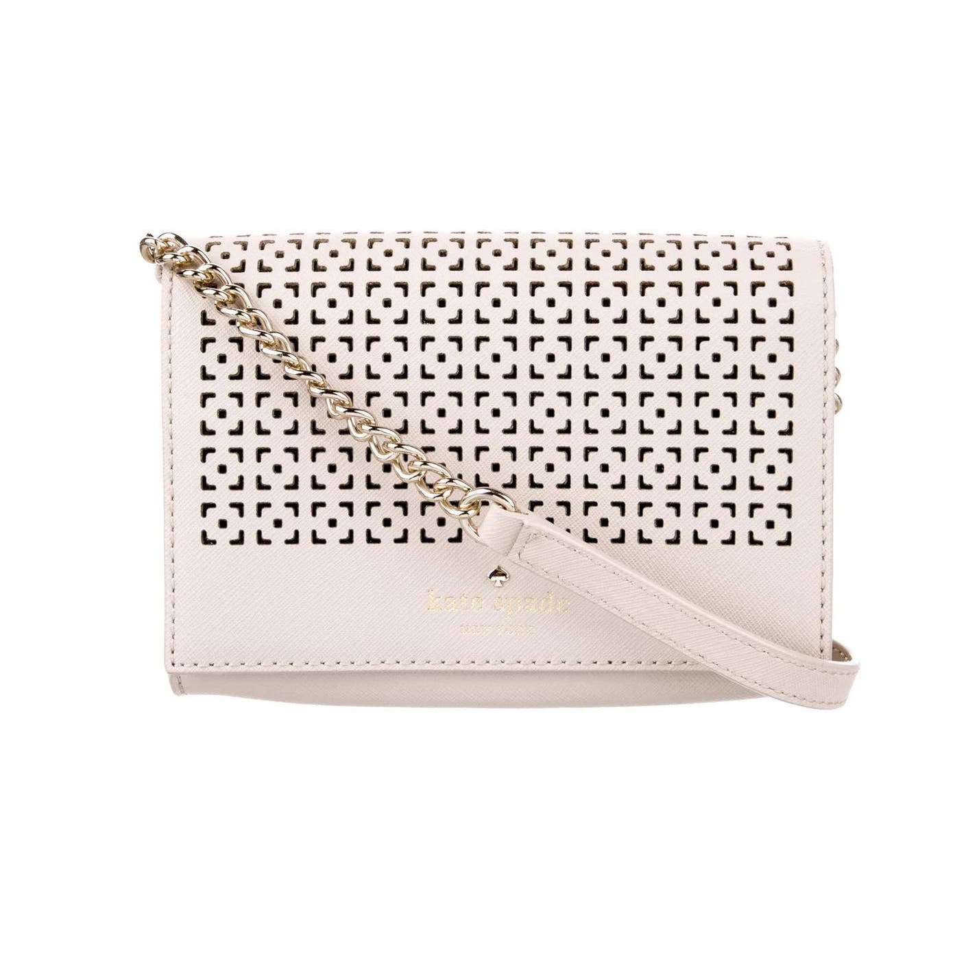 Kate Spade Perforated Leather Crossbody Purse White