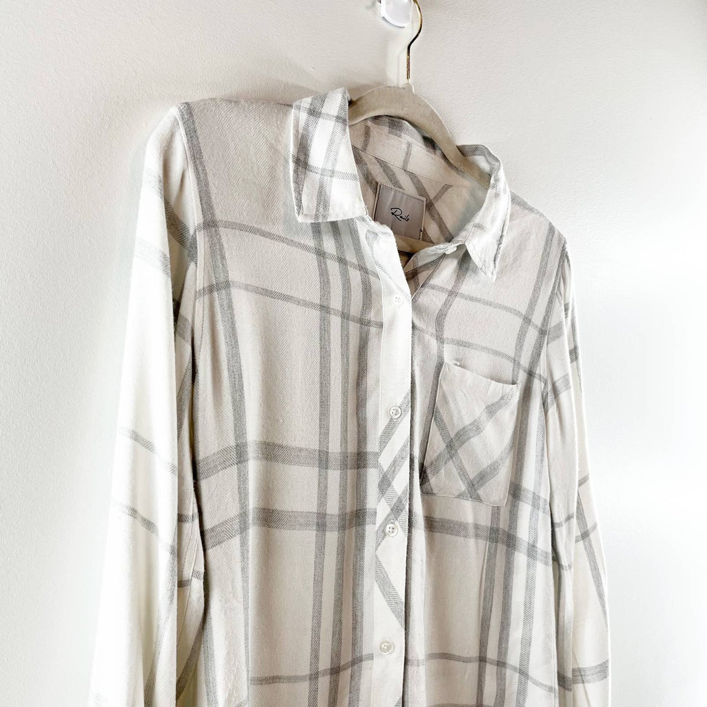 Rails Hunter Plaid Long Sleeve Collared Button Down Shirt White XS