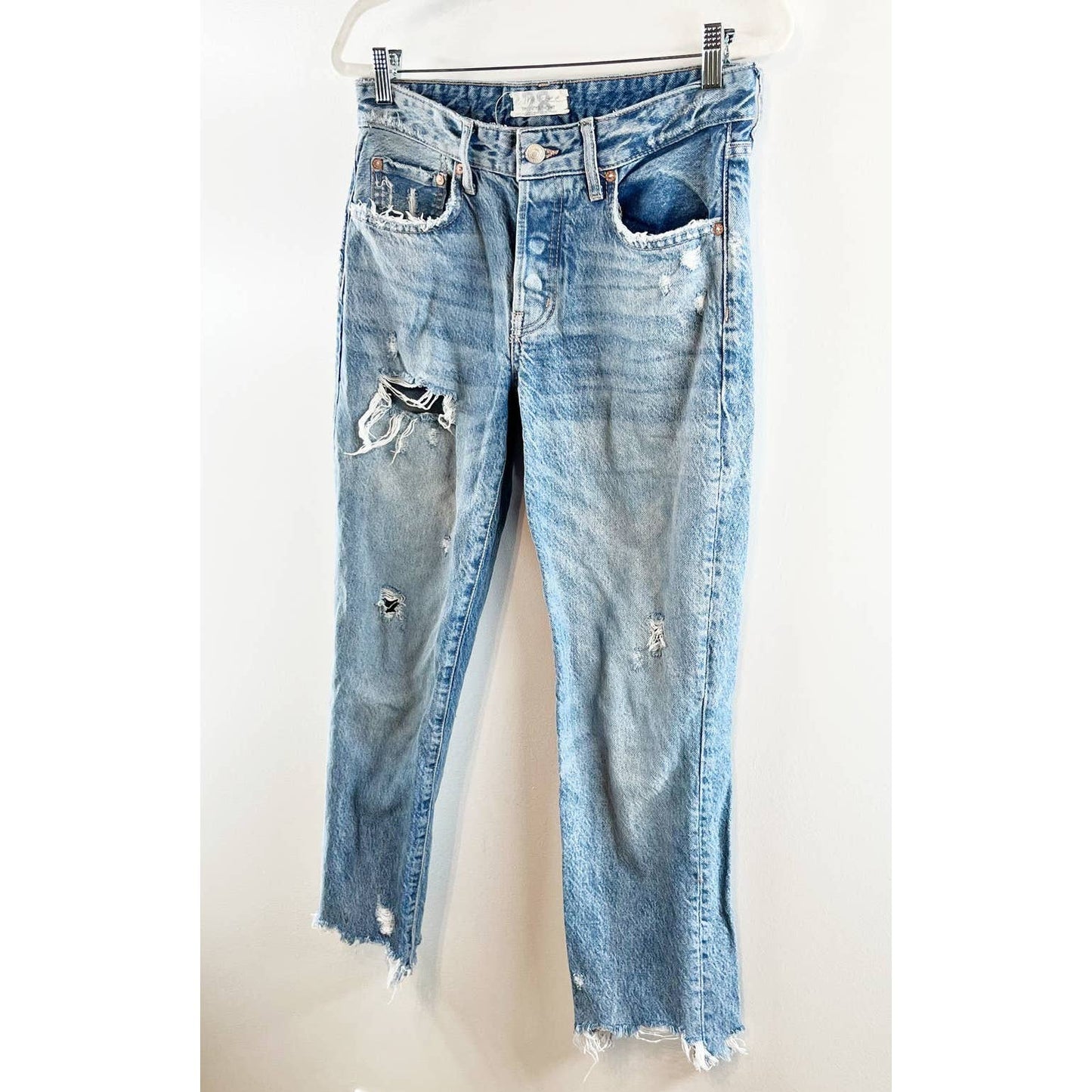 Free People Good Times Relaxed Distressed Cropped Skinny Jeans Blue 28 / 6