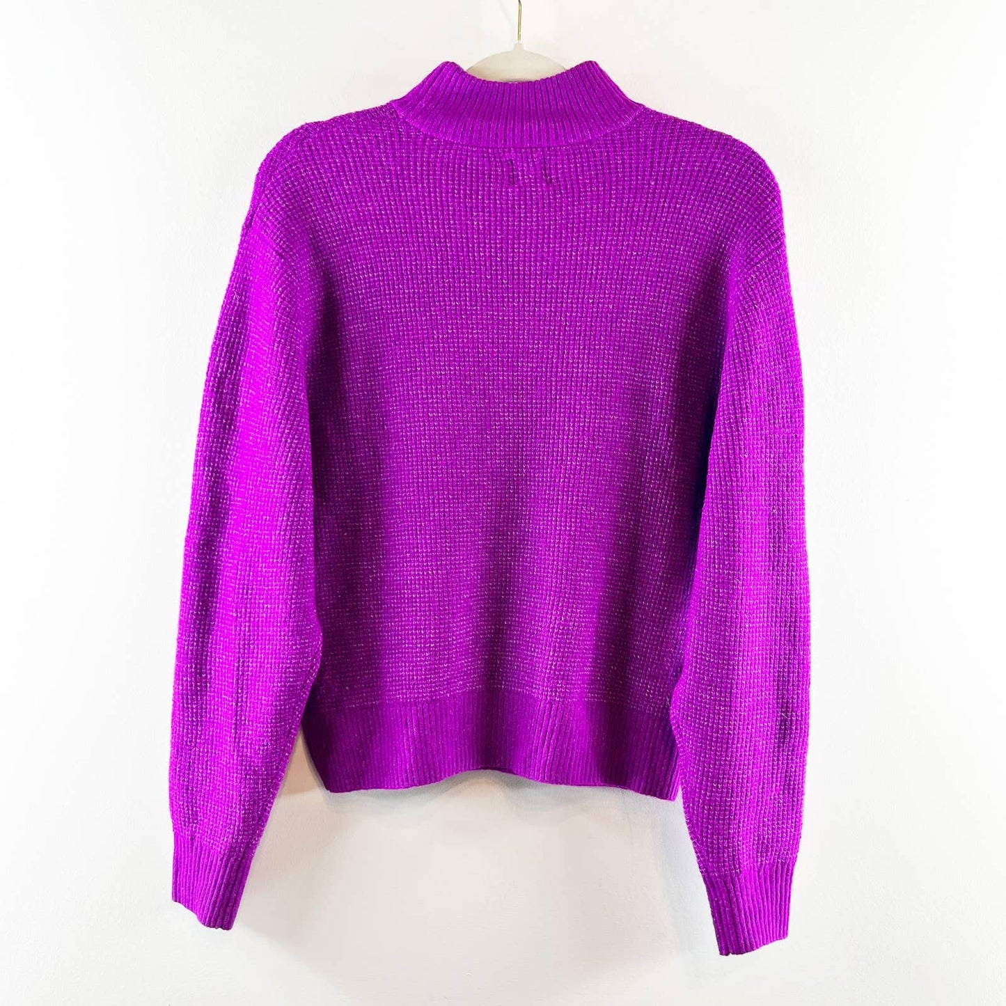 GAP Mock Neck Thermal Waffle Knit Pullover Sweater Purple Small