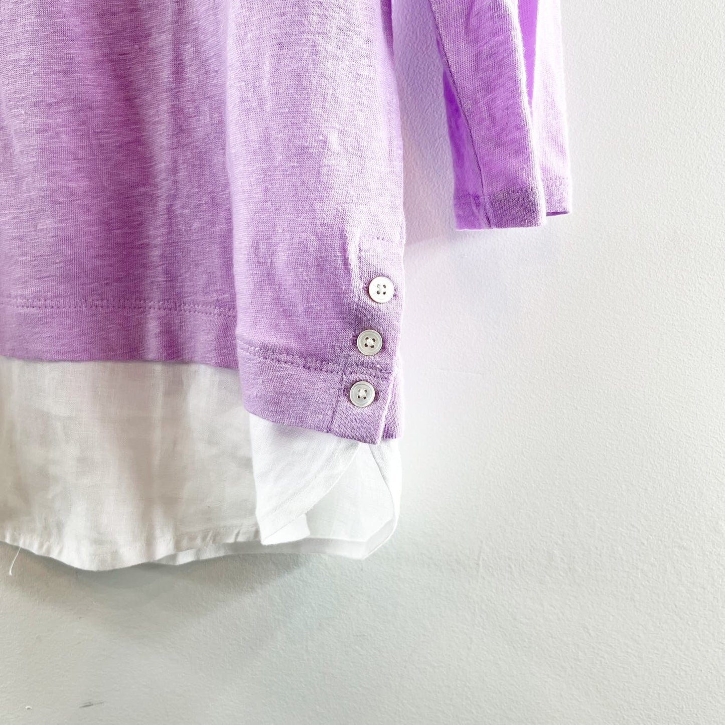 J. Jill Love Linen 100% Linen Layered Sweater Top Blouse Lavender Purple Small