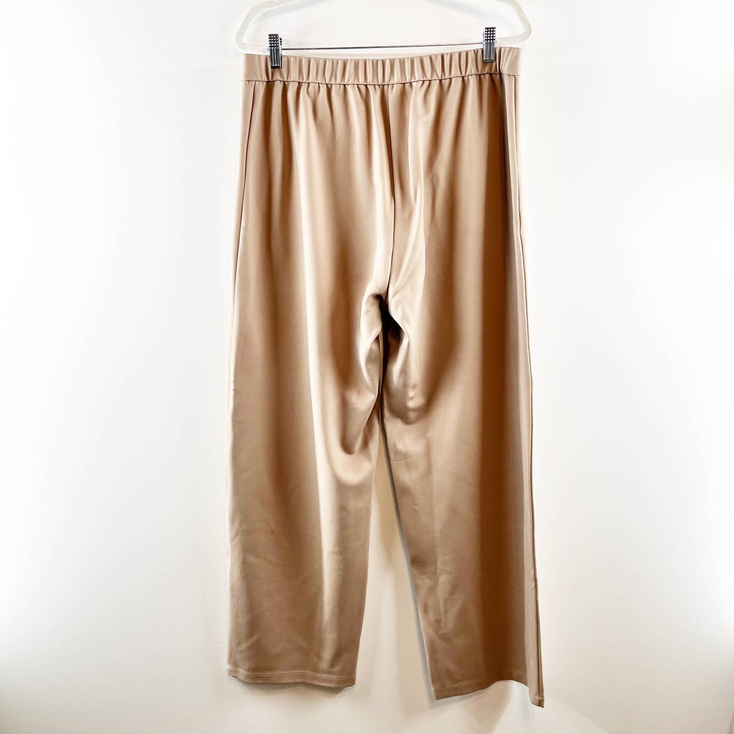 Eileen Fisher Flex Tencel Pull On High Waisted Ponte Straight Pants Beige Large