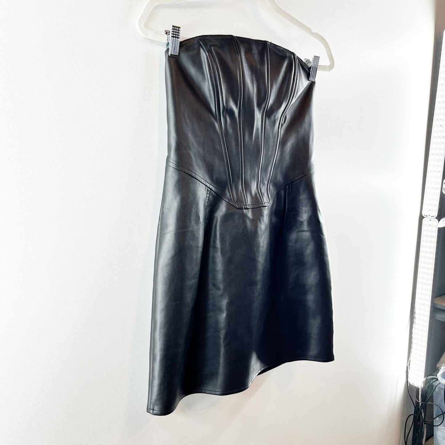 PacSun LA Hearts Faux Leather Corset Strapless Mini Dress Black Medium