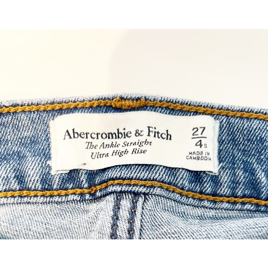 Abercrombie & Fitch The Ankle Straight Ultra High Rise Distressed Jeans 4 Short