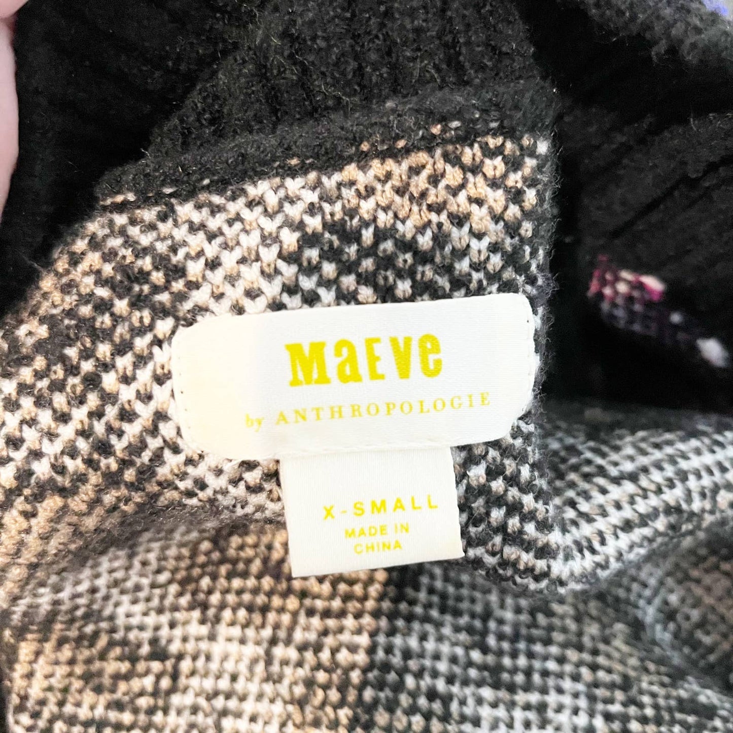 Maeve Long Sleeve Animal Print Makaya Chunky Knit Cardigan Sweater Multicolor XS