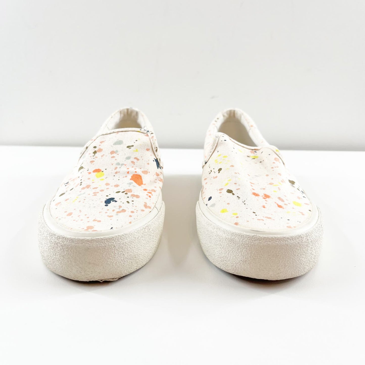 Madewell Sidewalk Slip-On Sneakers in Paint Spattered Recycled Canvas White 7