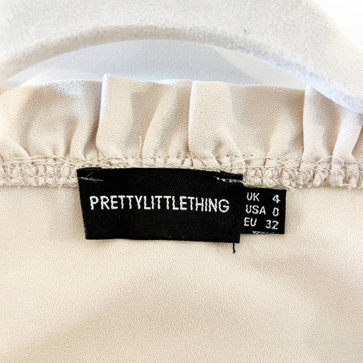 PrettyLittleThing Milkmaid Long Sleeve Frill Ruffle Bodysuit Cream 0 / XS