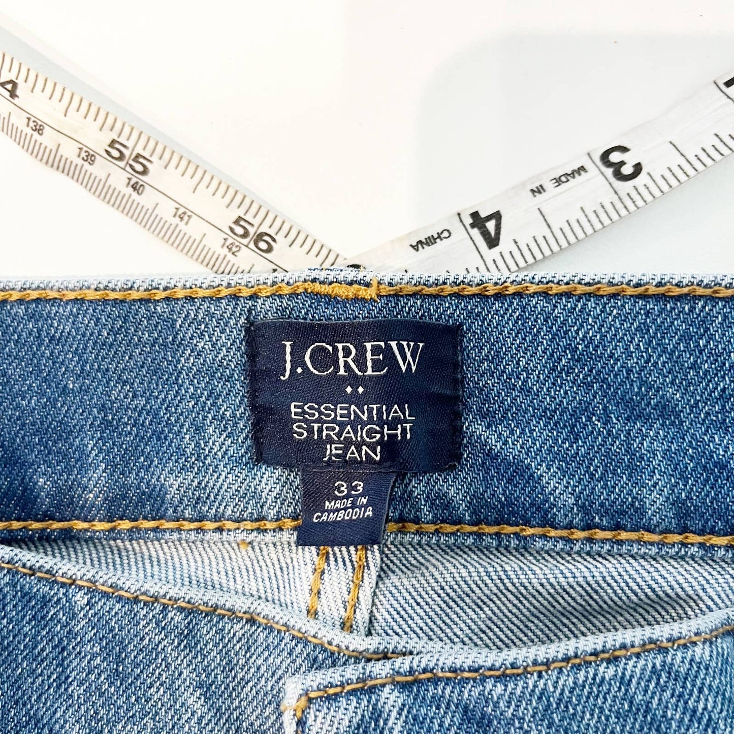 J. Crew Essential All-Day Stretch Pull On High Waisted Straight Jeans Blue 33