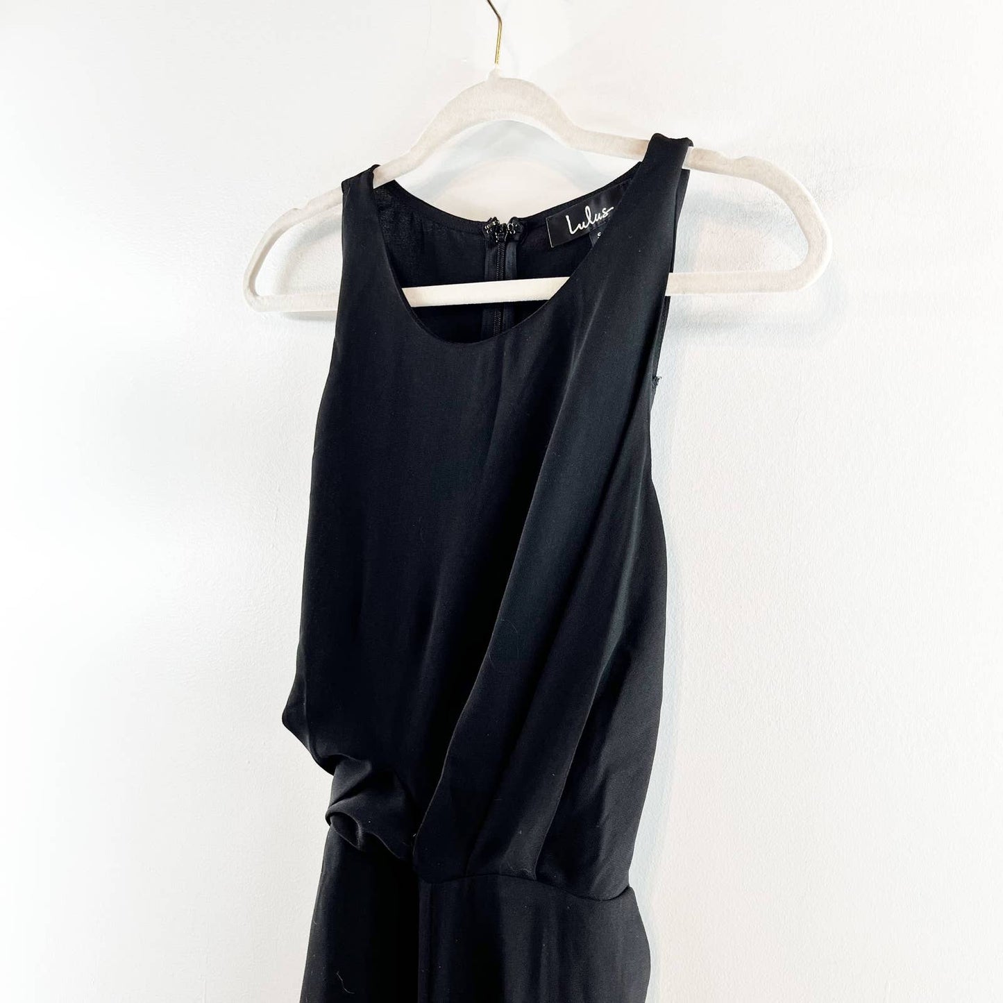 Lulus On Track Midi Wrap Front Cropped Wide Leg Jumpsuit Black Small