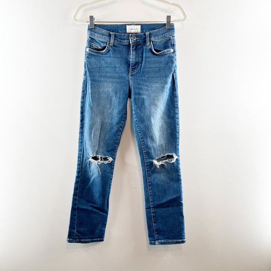 Current / Elliot High Rise Busted Knees Distressed Skinny Jeans Blue 2