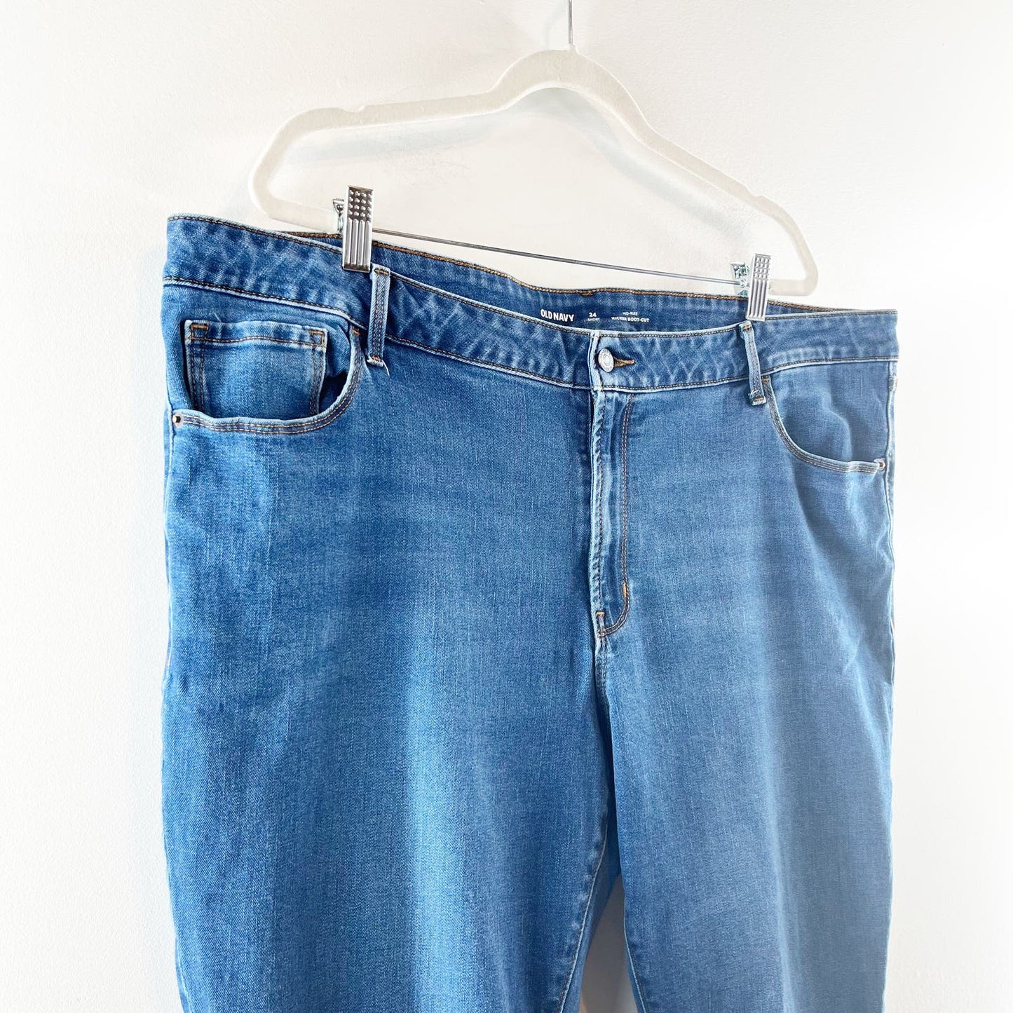 Old Navy Mid Rise Kicker Boot Cut Denim Jeans Dark Wash Blue 24 Petite