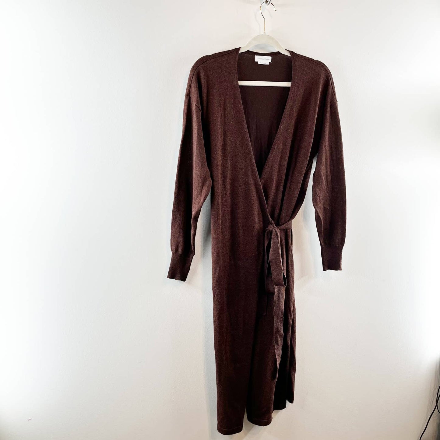 Lovers and Friends Azita Wrap Long Sleeve Dress Chocolate Brown XL