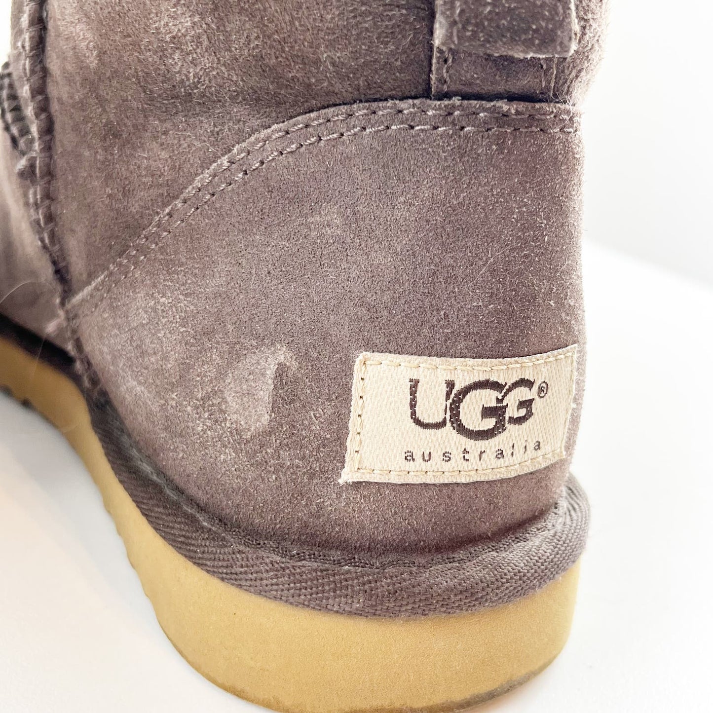UGG Classic Mini II Sherpa Suede Booties Boots Slate Brown 9
