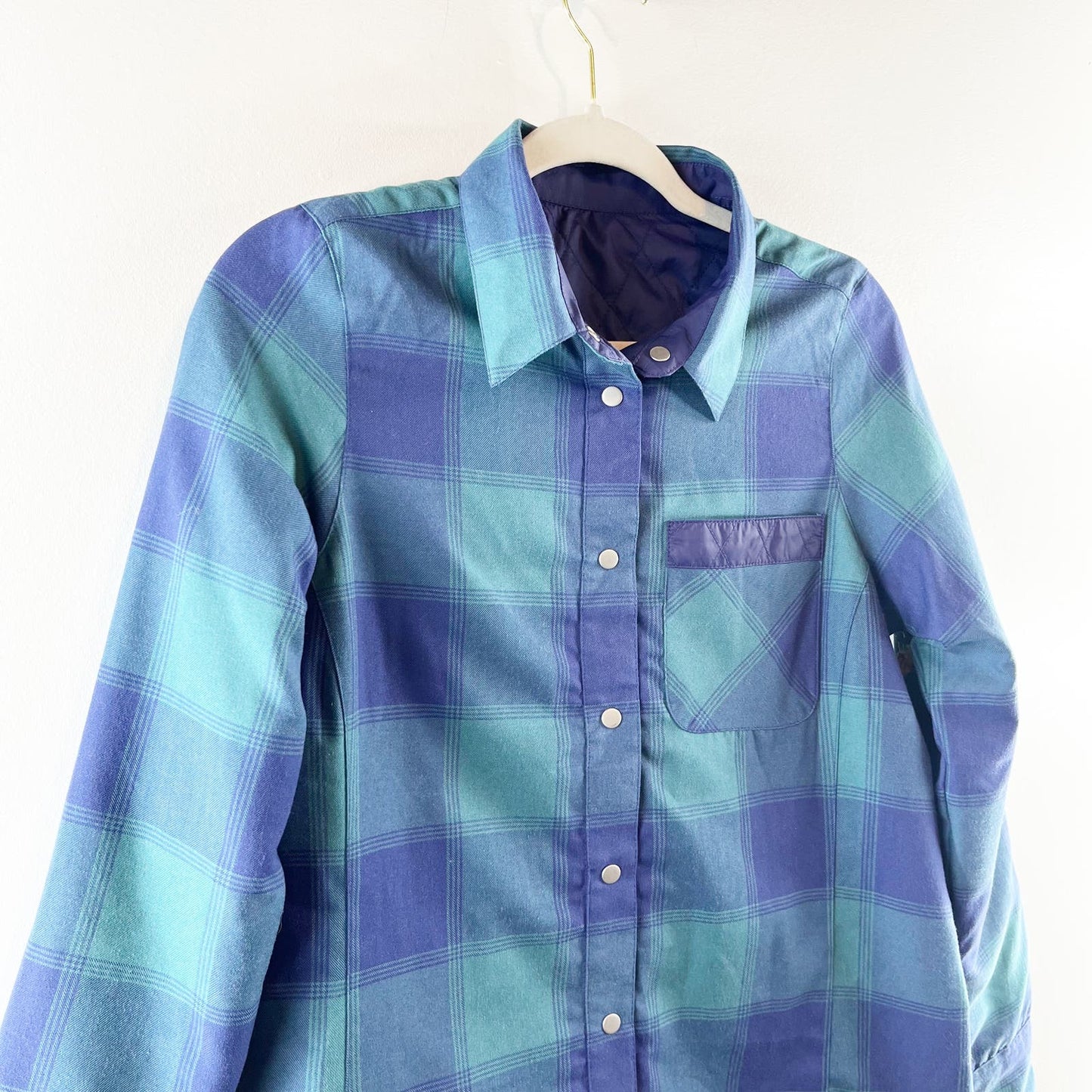 Flylow Penny Insulated Plaid Flannel Jacket Shacket Astro/Spruce Green Blue XS