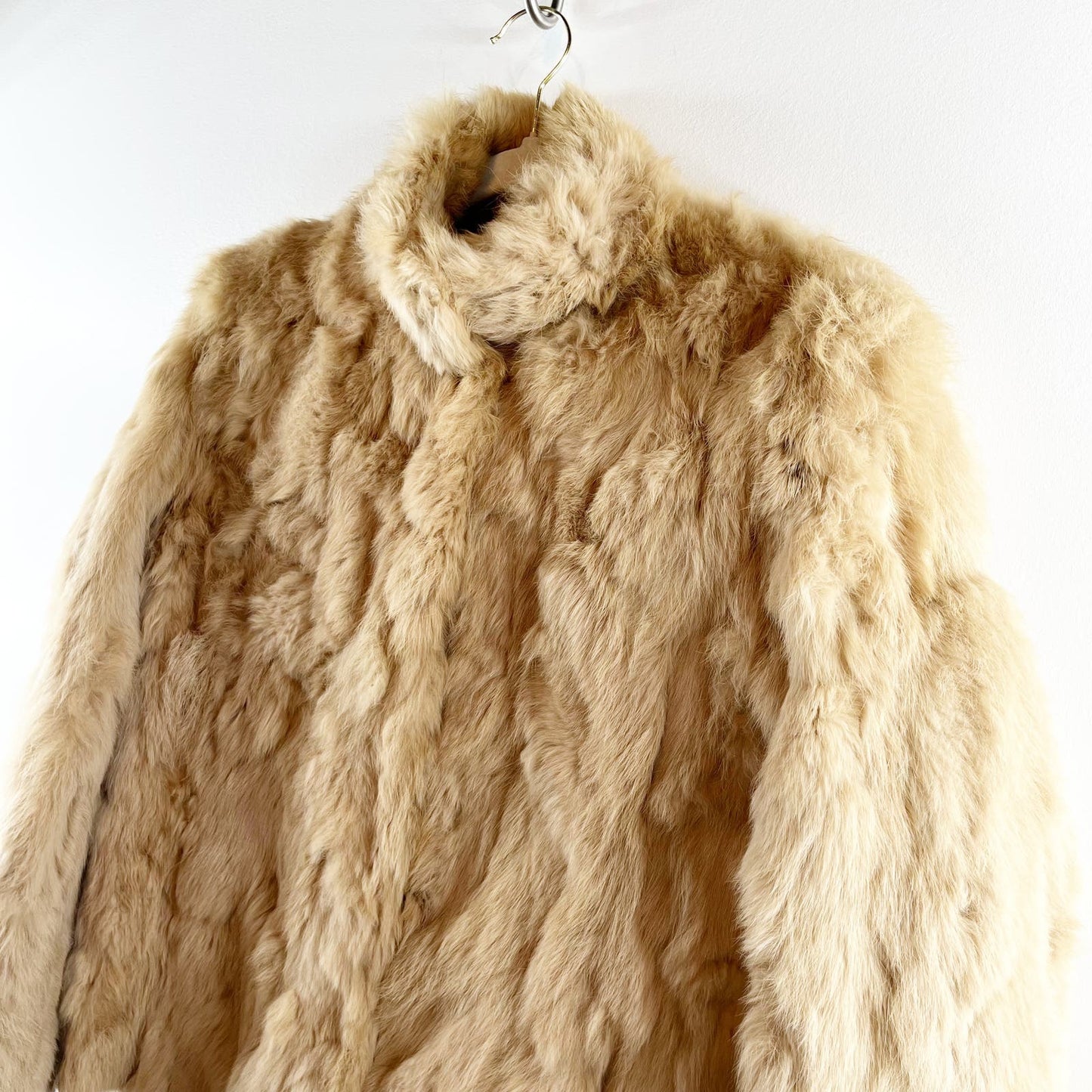 Wilsons Genuine Vintage Leather Maxima Real Fur Jacket Coat Tan Medium