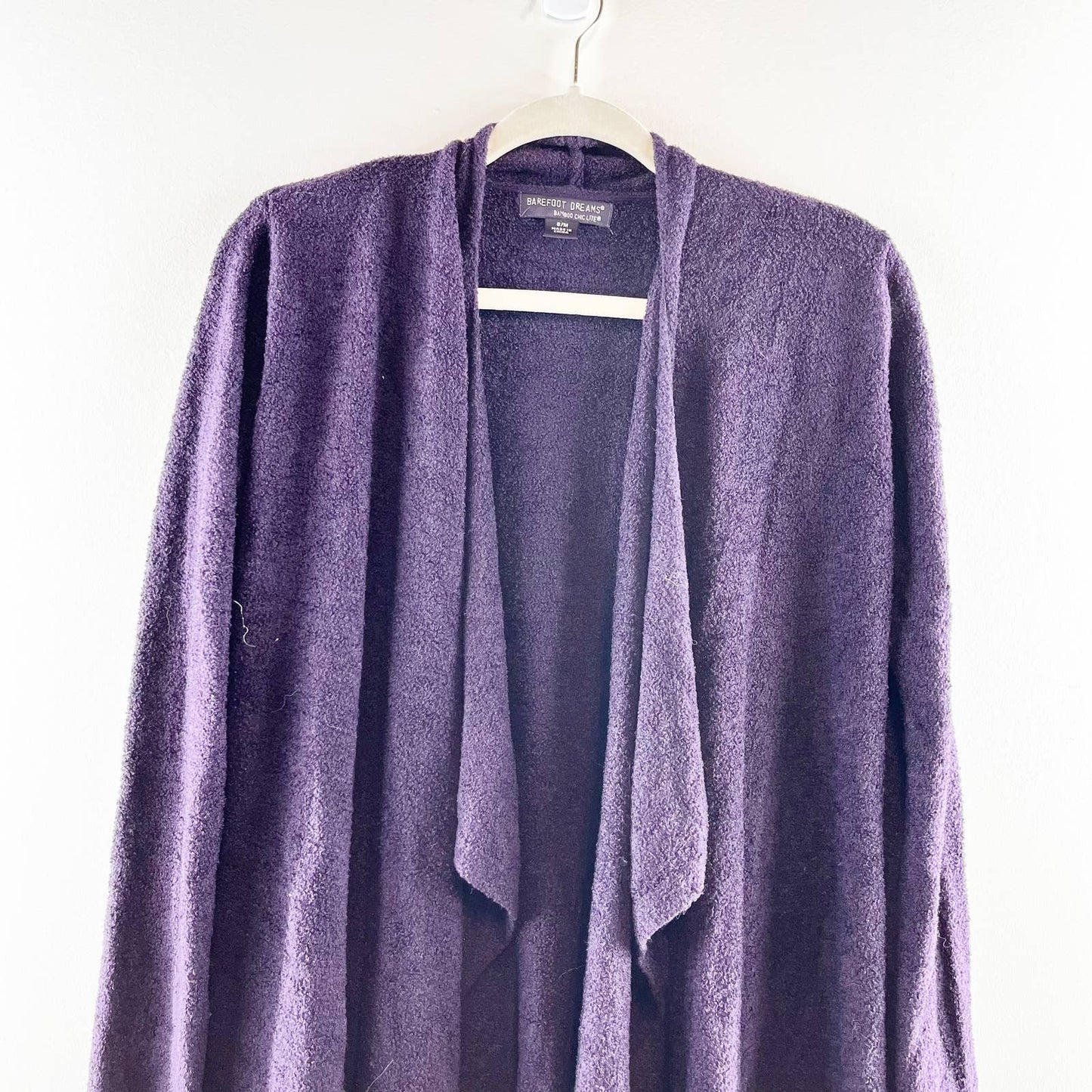 Barefoot Dreams Bamboo Chic Lite Calypso Draped Open Cardigan Sweater Purple S/M