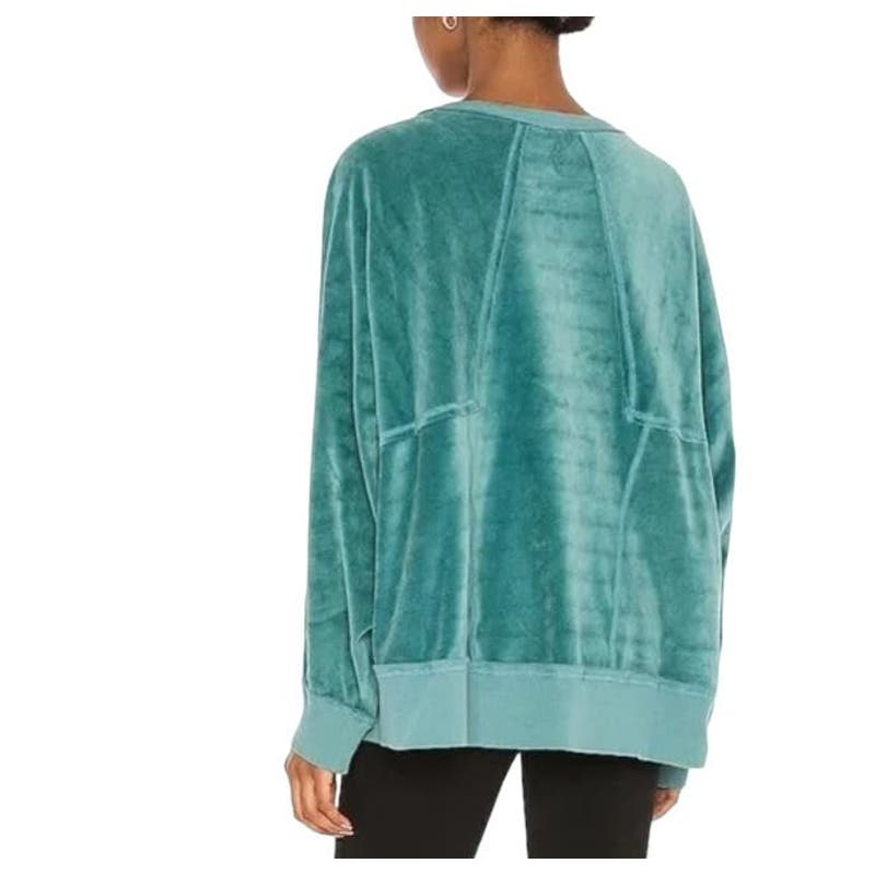 Free People Movement Strive On Oversized Pieced Sweatshirt Jewel Green XS