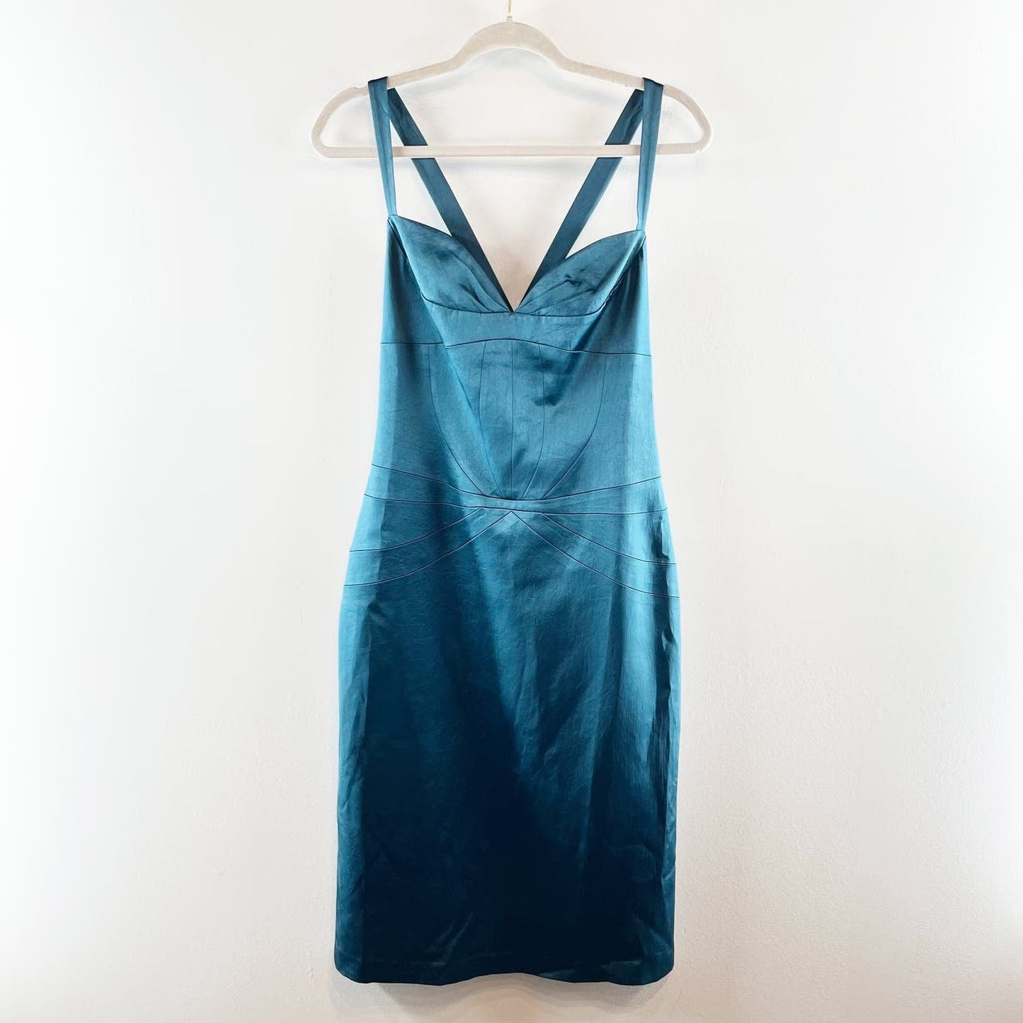 Laundry by Shelli Segal Sleeveless Sweetheart Neck Cocktail Mini Dress Teal 8