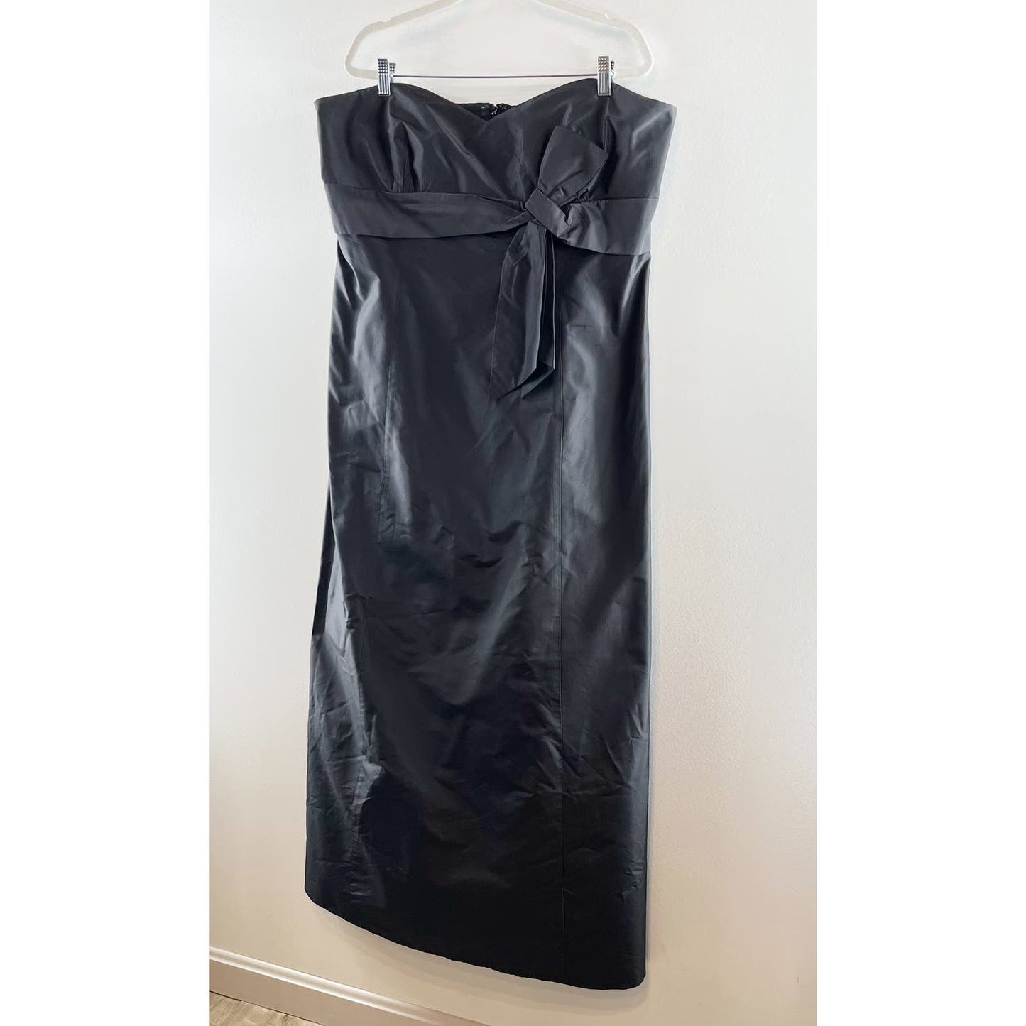 Talbots Strapless Silk Bow Maxi Dress Gown Black 20
