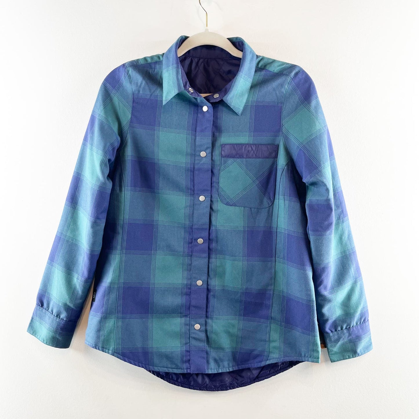 Flylow Penny Insulated Plaid Flannel Jacket Shacket Astro/Spruce Green Blue XS