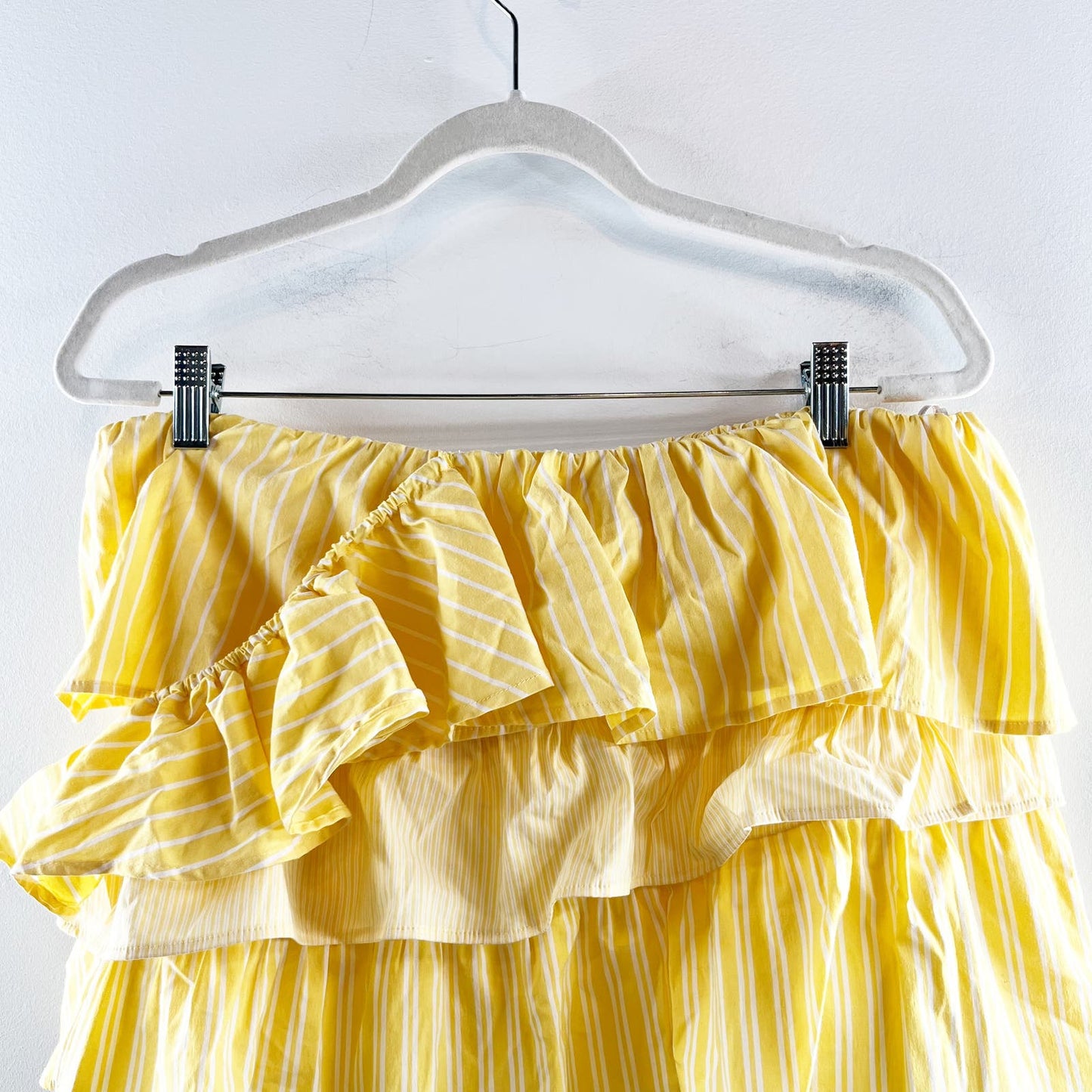 Maeve Anthropologie Striped Ruffle One Shoulder Crop Top Tank Yellow XL