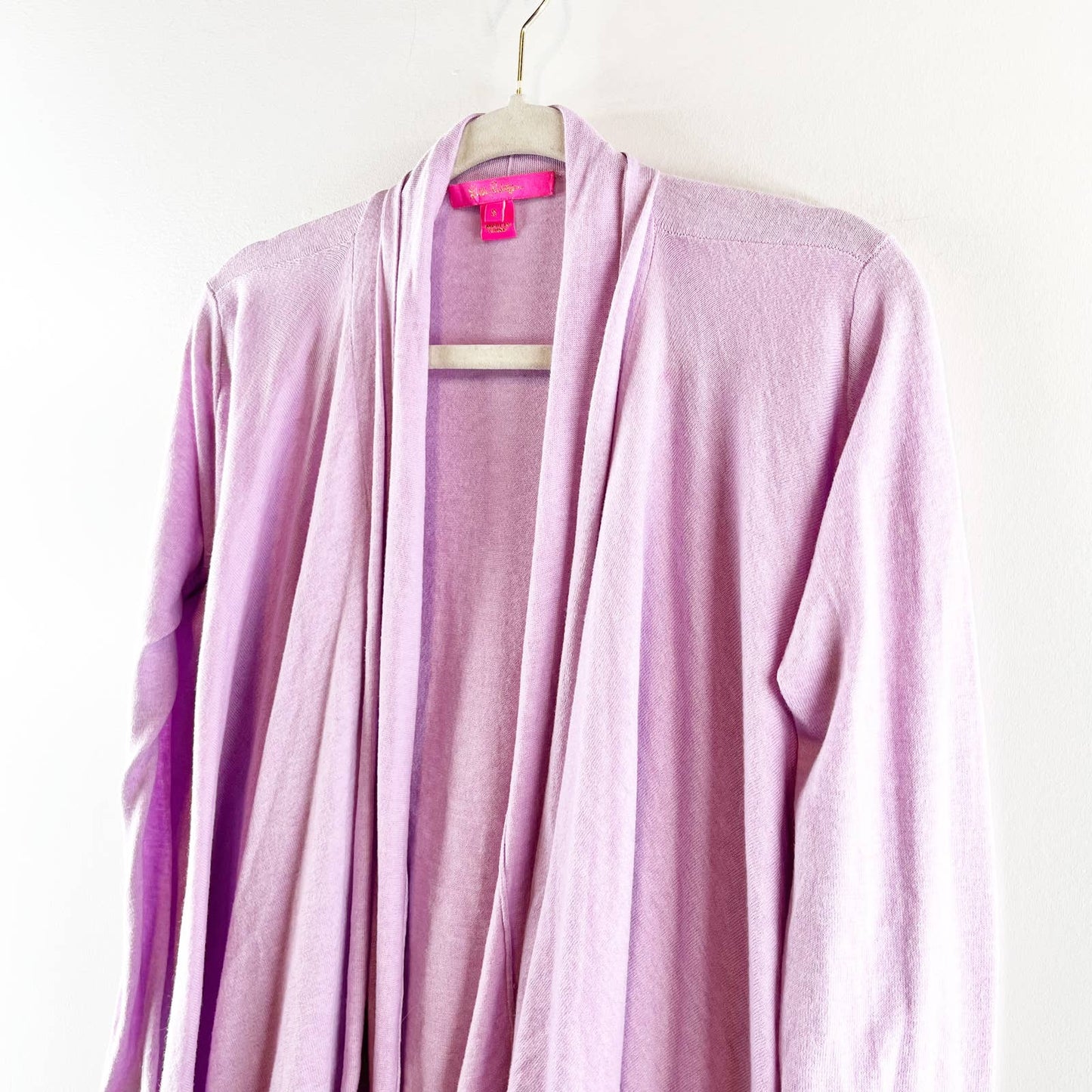 Lilly Pulitzer Danique Coolmax Open Front Long Sleeve Cardigan Sweater Lilac S
