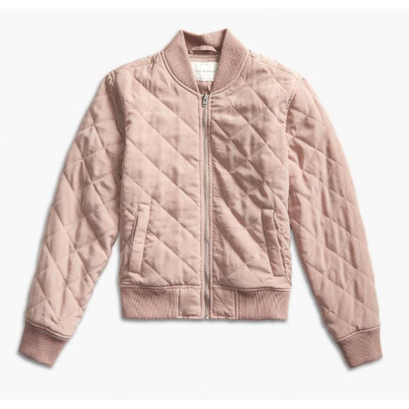 Lucky Brand Zip-Up Long Sleeve Quilted Bomber Jacket Outerwear Blush Pink Small