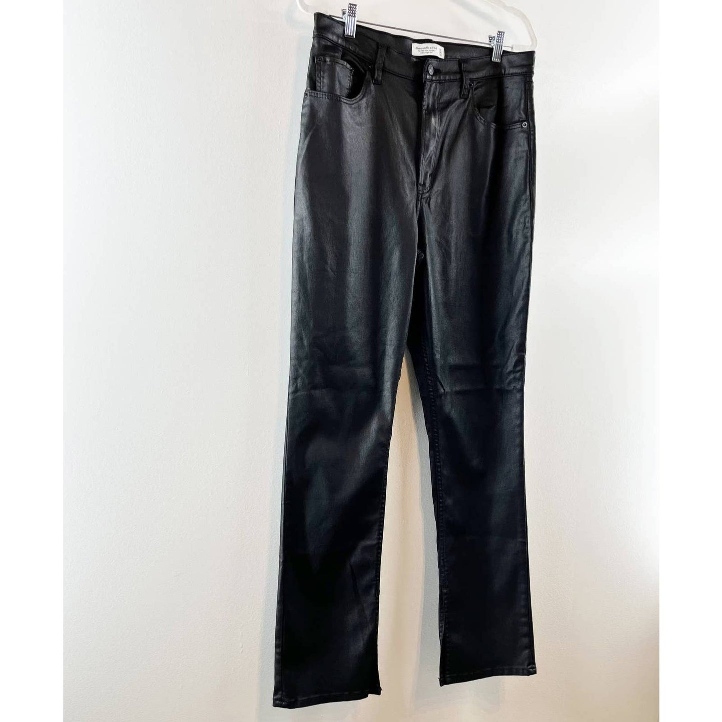Abercrombie & Fitch Ultra High Rise 90's Slim Straight Jeans Coated Black 14 R