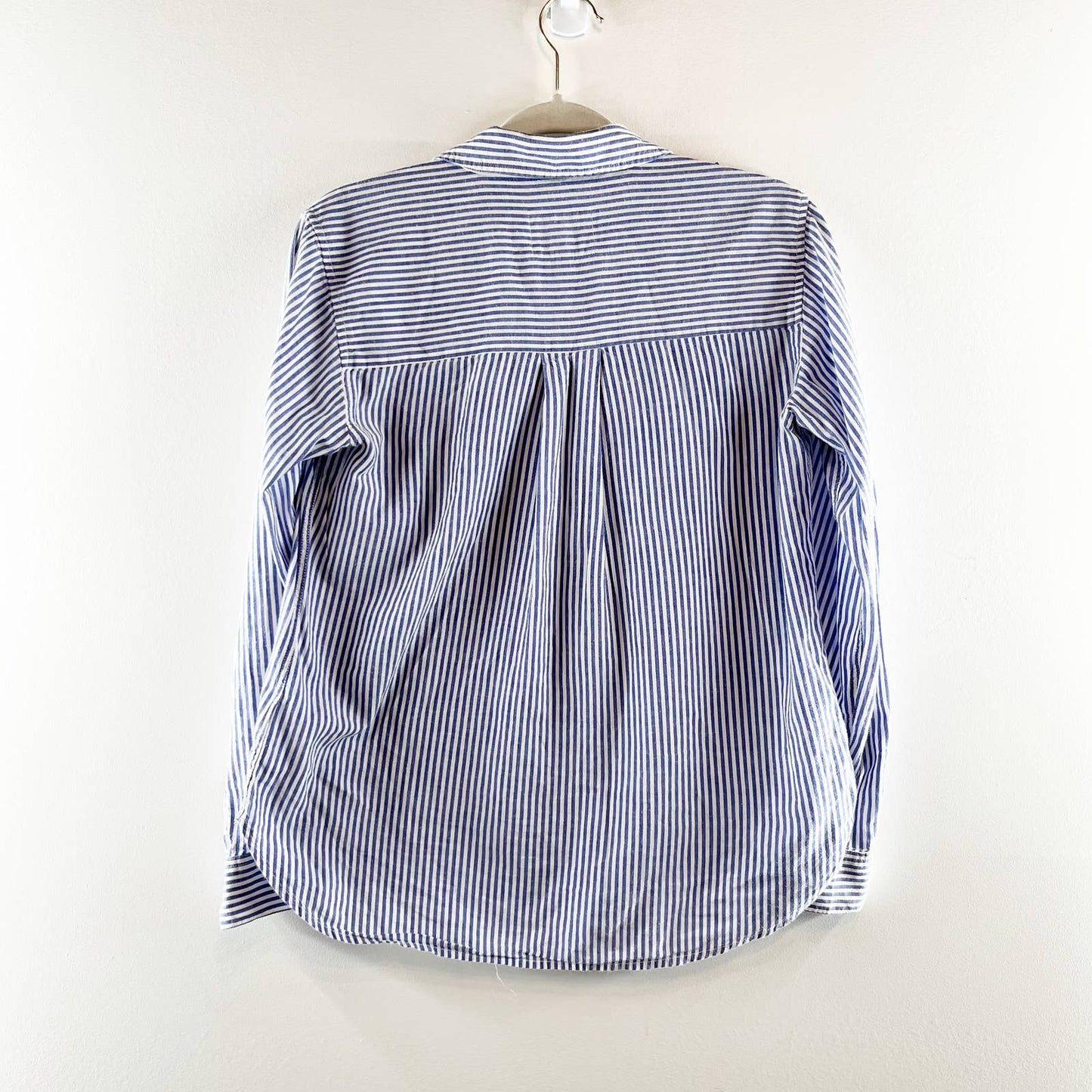Rails Frances Banker Stripe Long Sleeve Button Up Floral Patch Shirt Blue XS