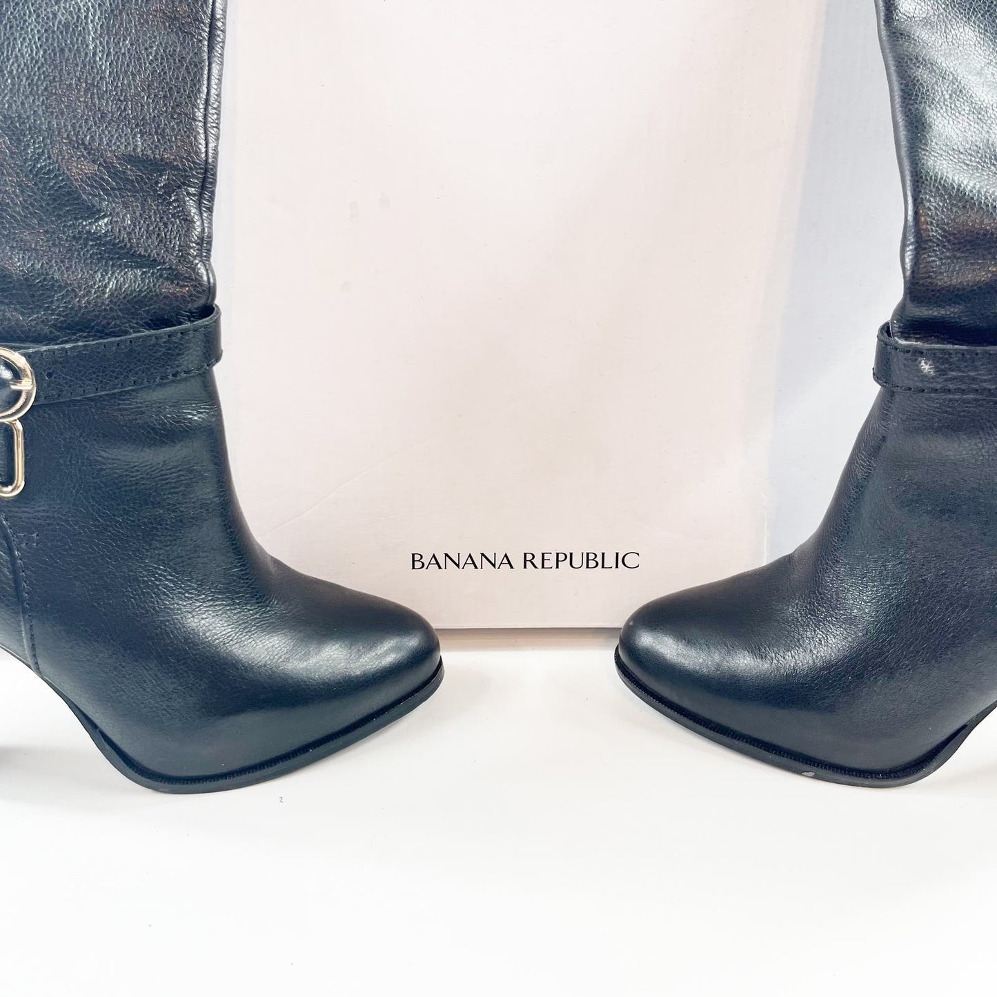 Banana Republic Shawna Leather Knee High Heeled Boots Black 7