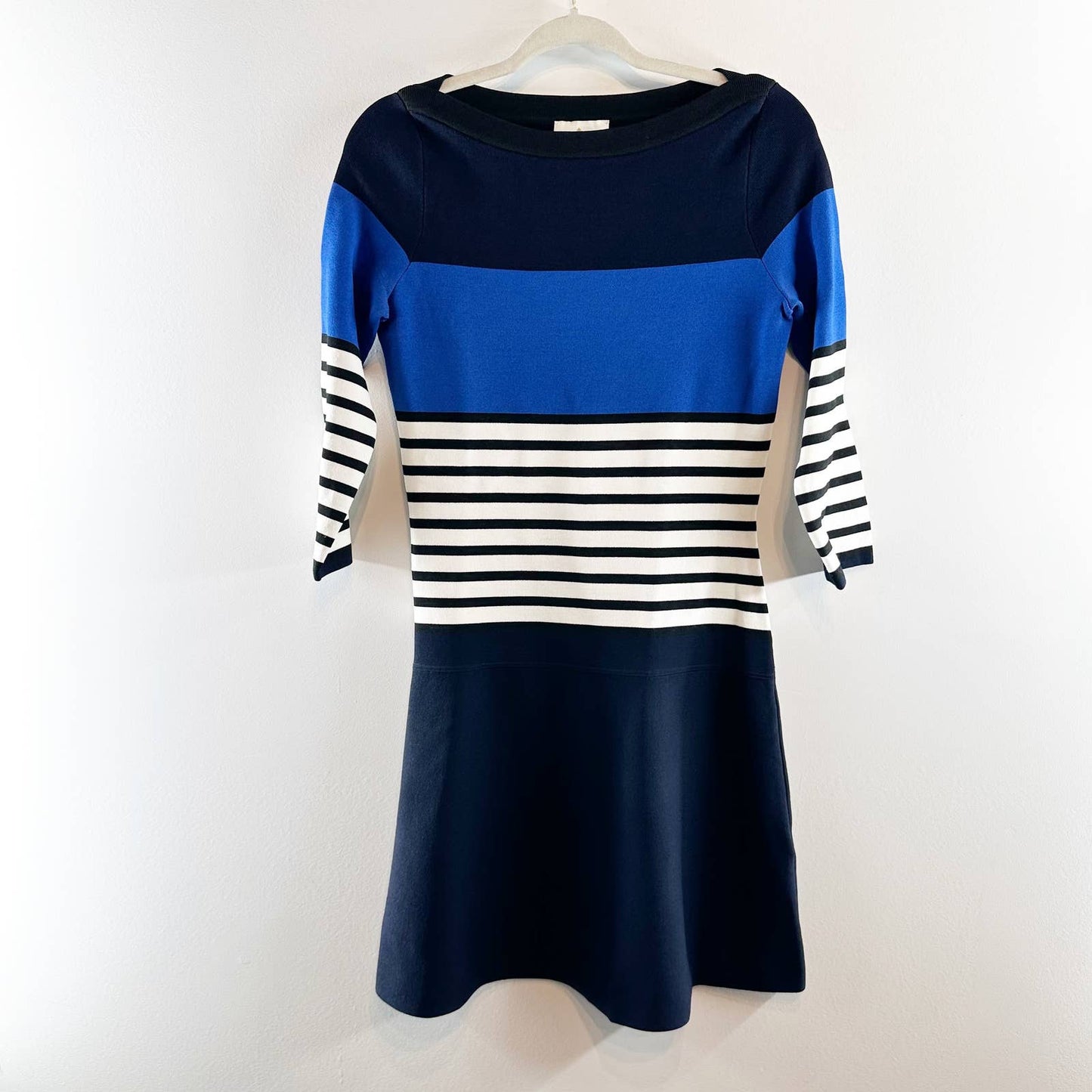 Kate Spade A Line Striped Sweater Dress Blue Colorblock Small