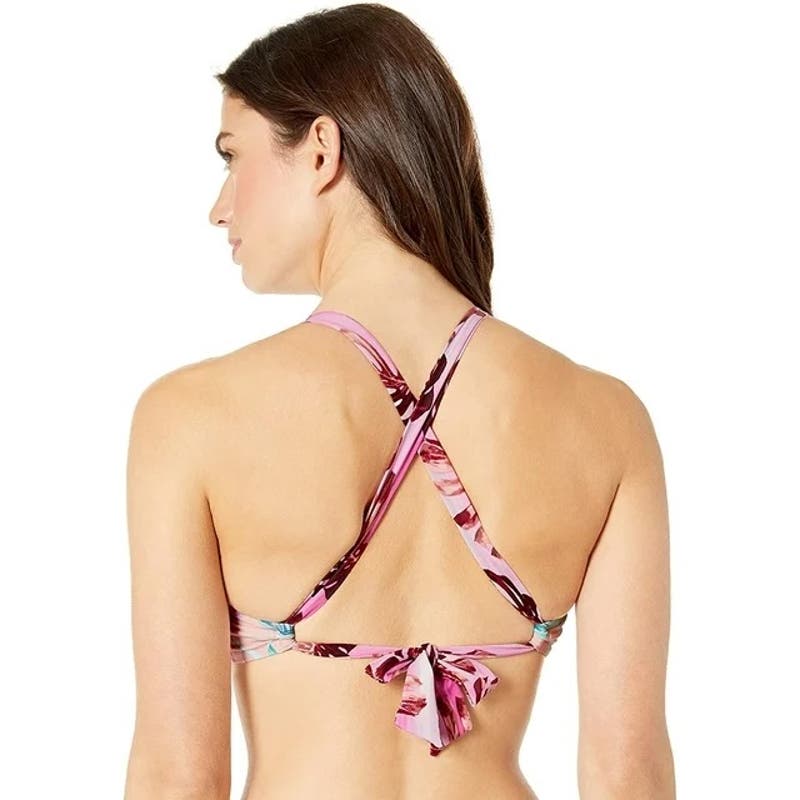 Bar III Copacabana Tie Side Two Piece Bikini Swimsuit Blue Pink XL