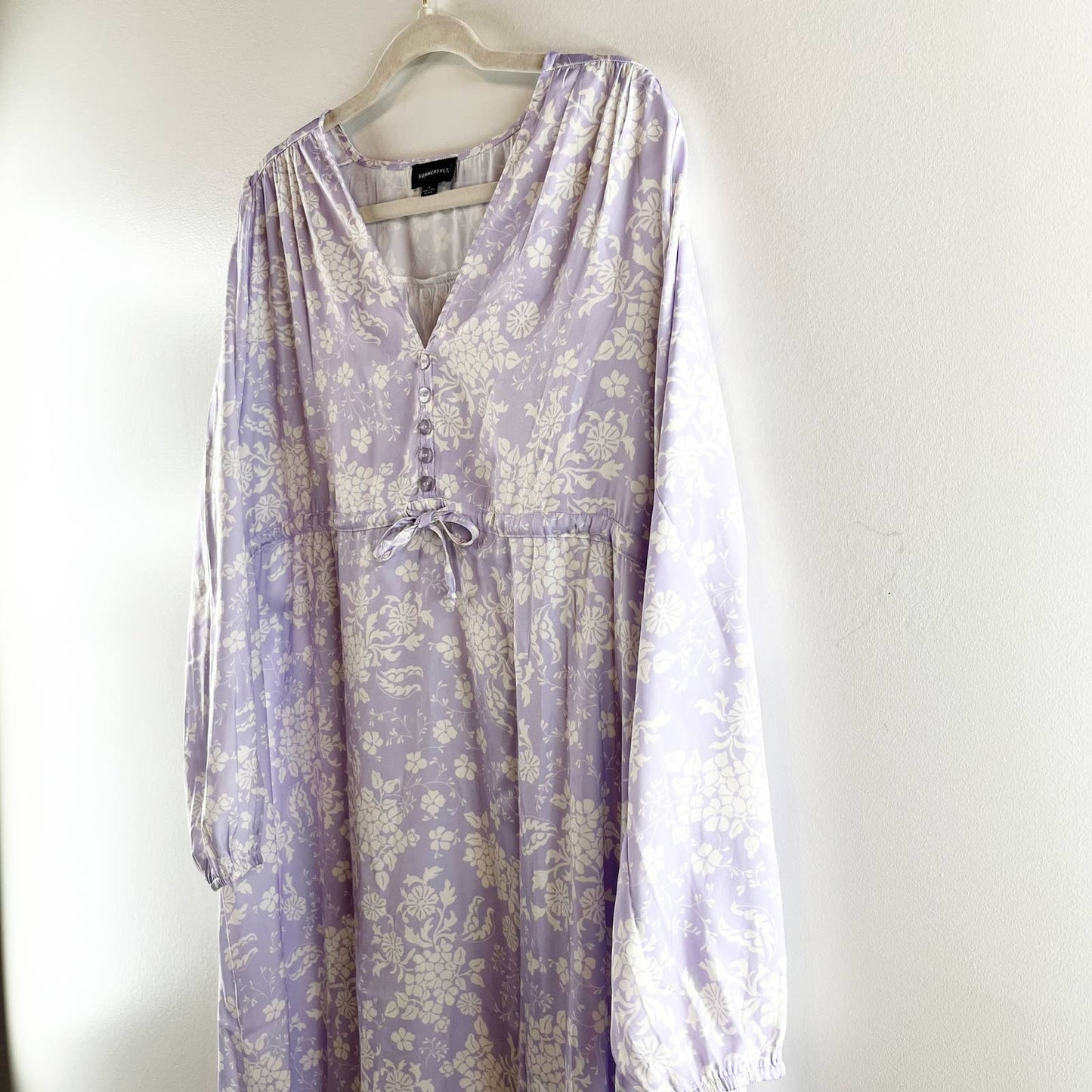 Summersalt The Cinched Waist Caftan Dress in Vintage Floral Lavender Small NWT