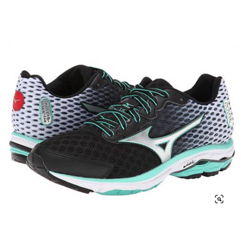 Mizuno Wave Rider 18 Low Top Lace Up Athletic Running Sneakers Black/Teal 11.5