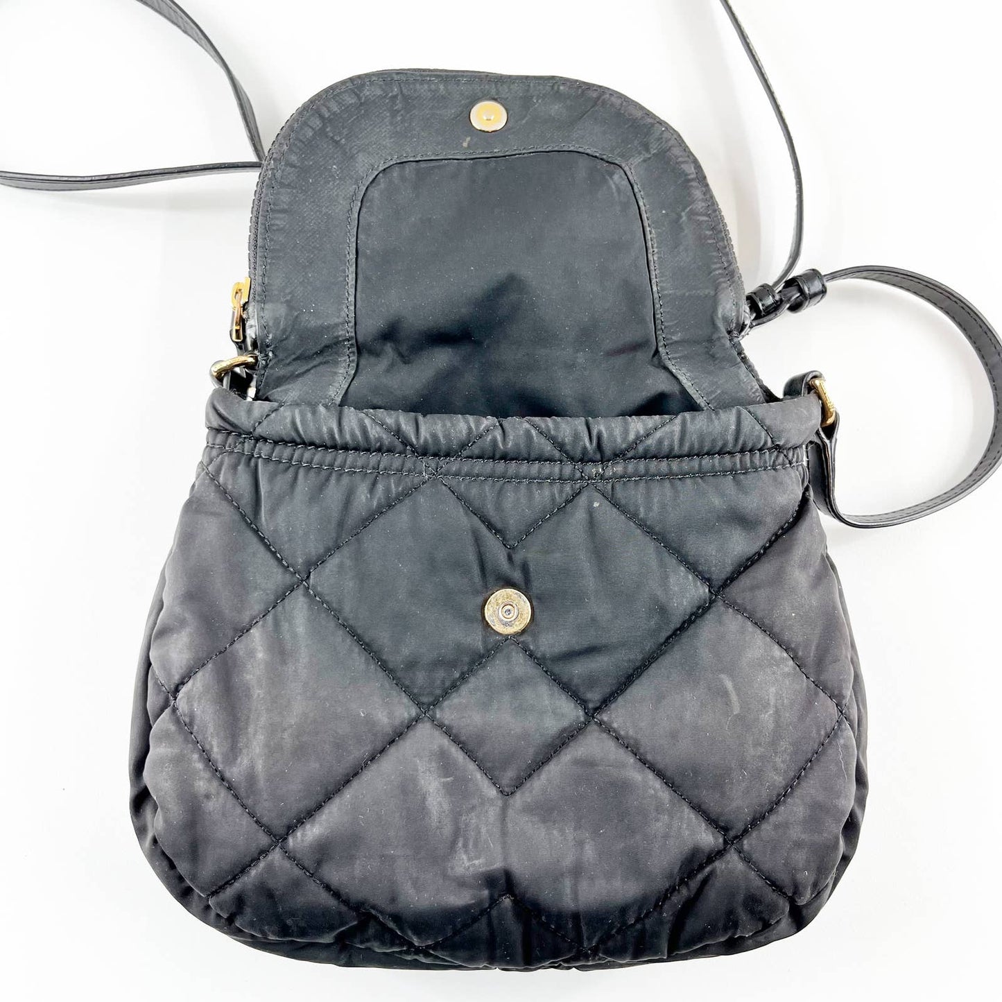 Marc Jacobs Quilted Nylon Adjustable Shoulder Strap Mini Messenger Bag Black