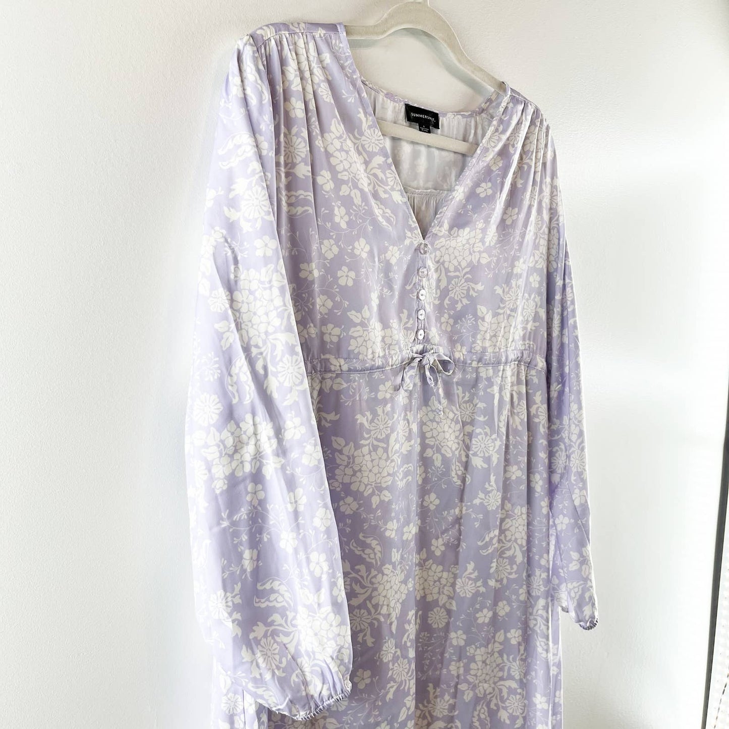 Summersalt The Cinched Waist Caftan Dress in Vintage Floral Lavender Small NWT
