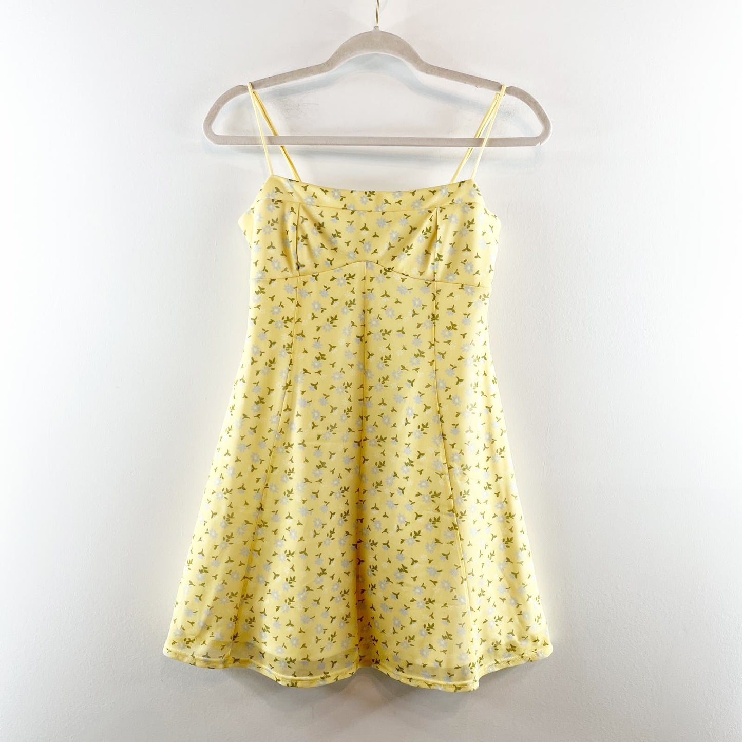 Urban Outfitters Peaches Floral Mesh Mini Y2K Slip Dress Yellow Small