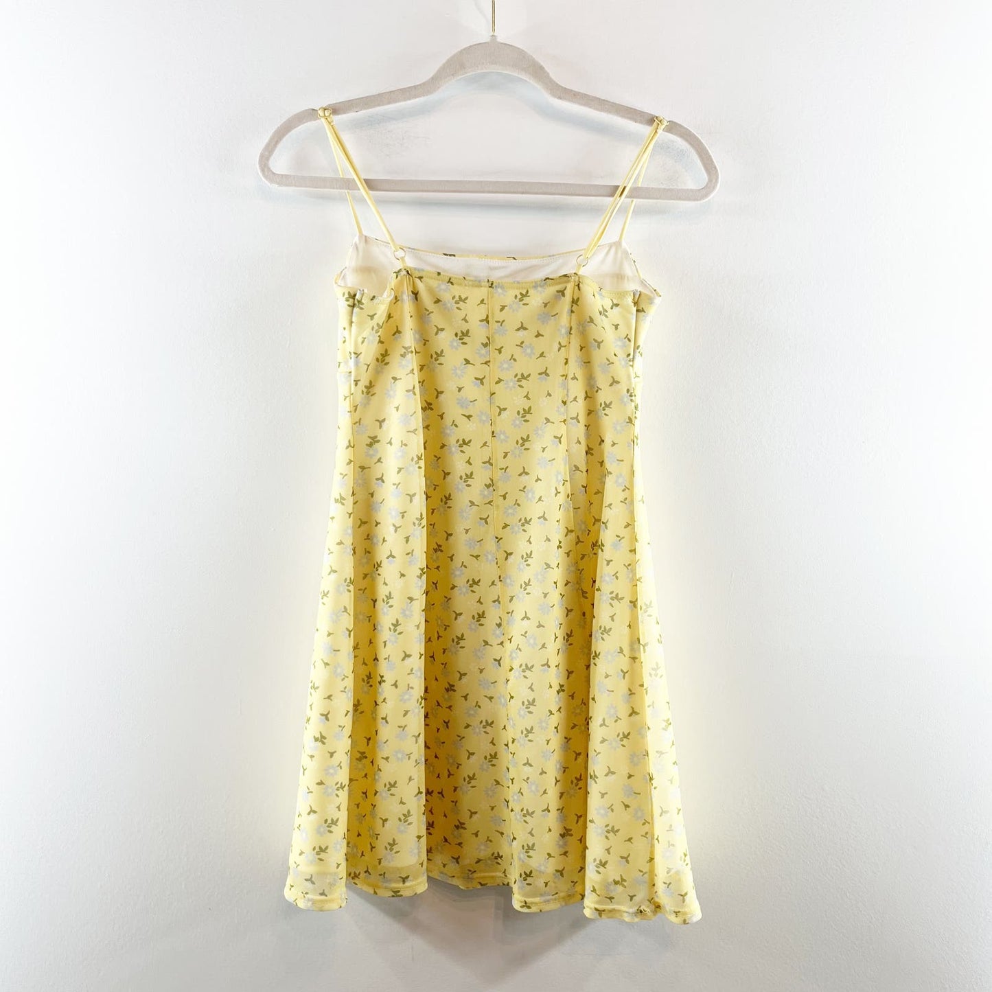 Urban Outfitters Peaches Floral Mesh Mini Y2K Slip Dress Yellow Small